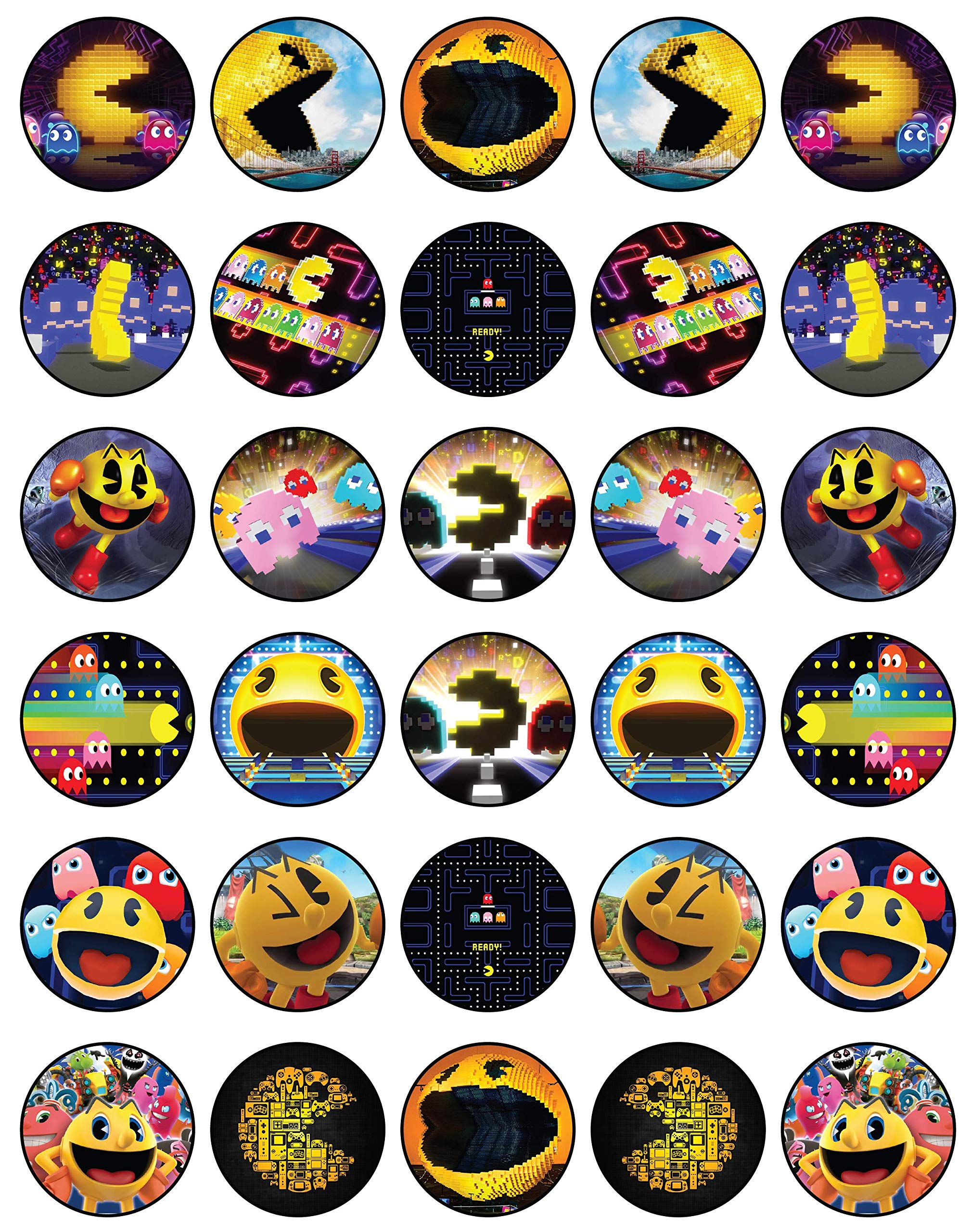 Buy 30 x Edible Cupcake Toppers Themed of The Pacman Collection of
