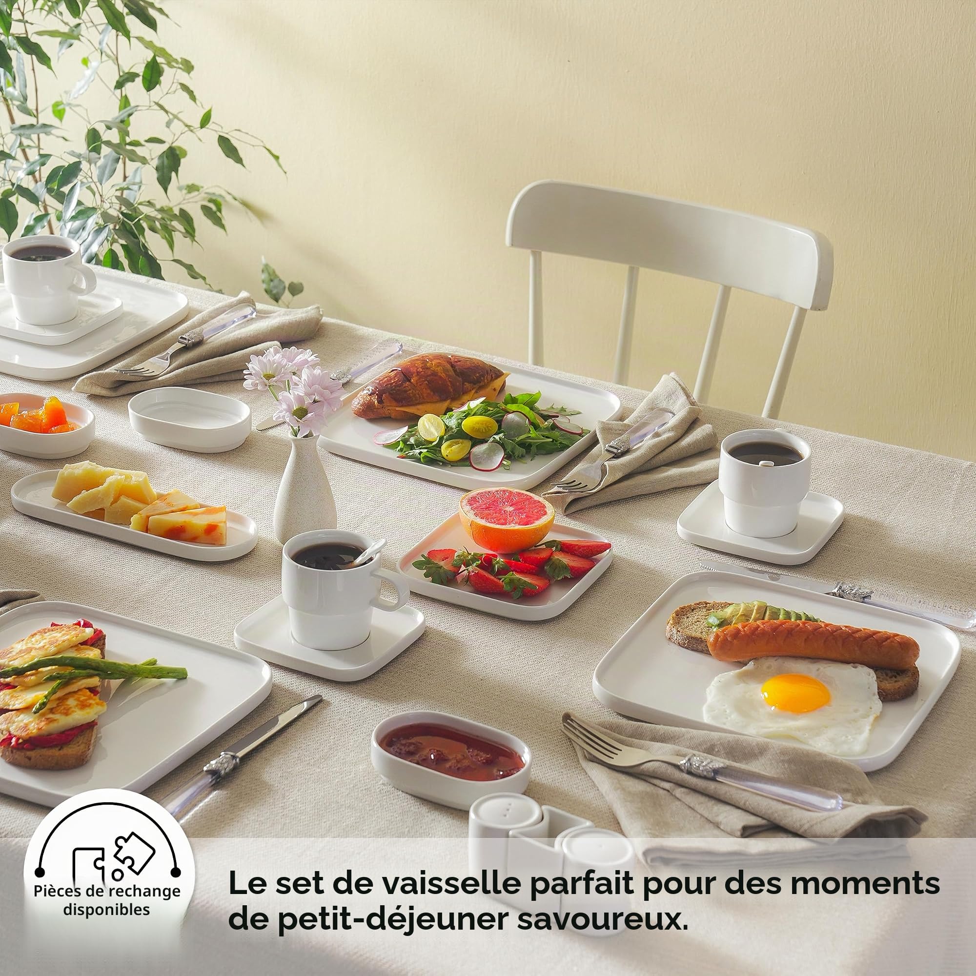 Karaca Cubique Ensemble Petit-Déjeuner, carré
