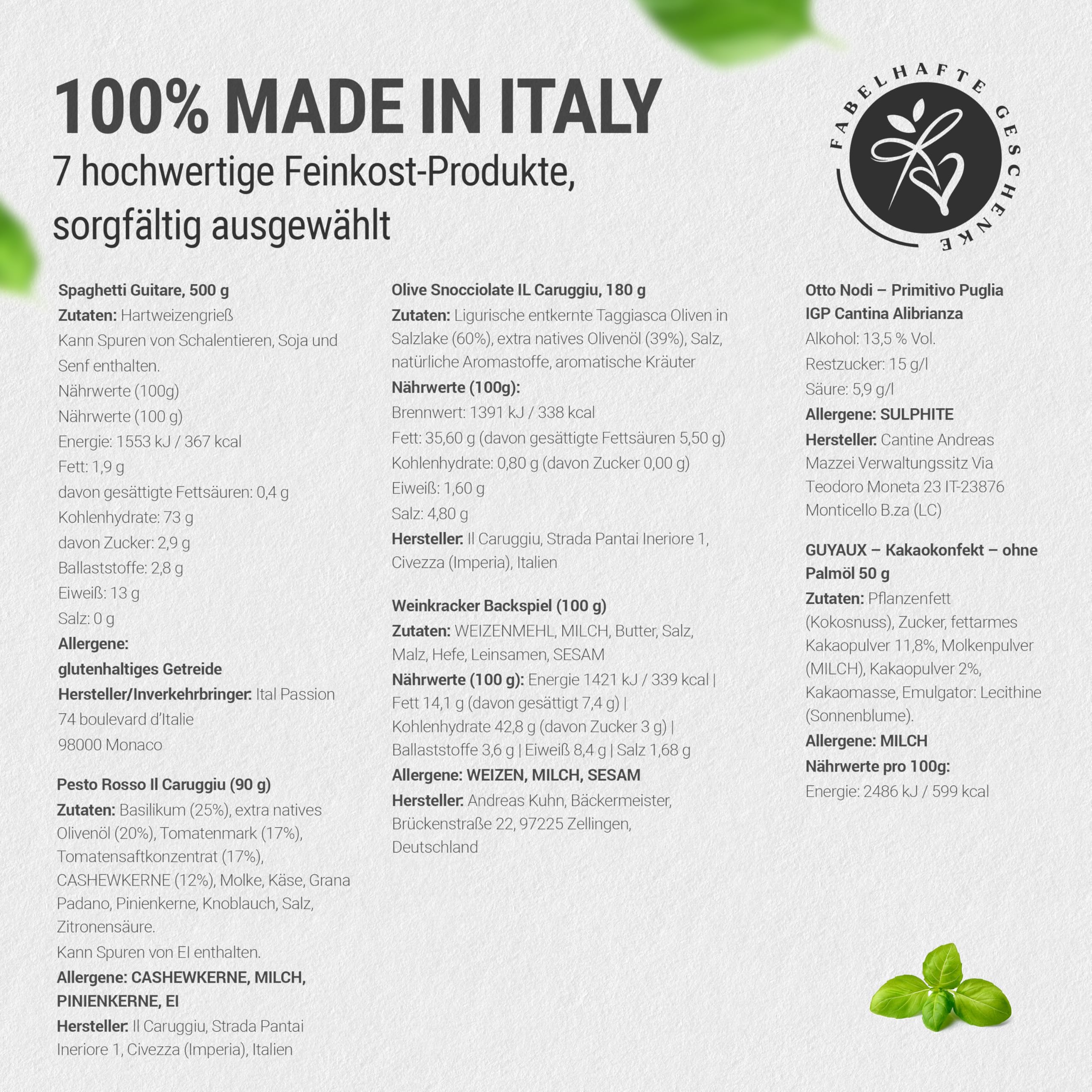 Präsentkorb Kulinarik Italien gefüllt mit trockenem Rotwein und italienischen Spezialitäten | Geschenkkorb für Männer & Frauen | mit " Herzlichen Glückwunsch" Banderole