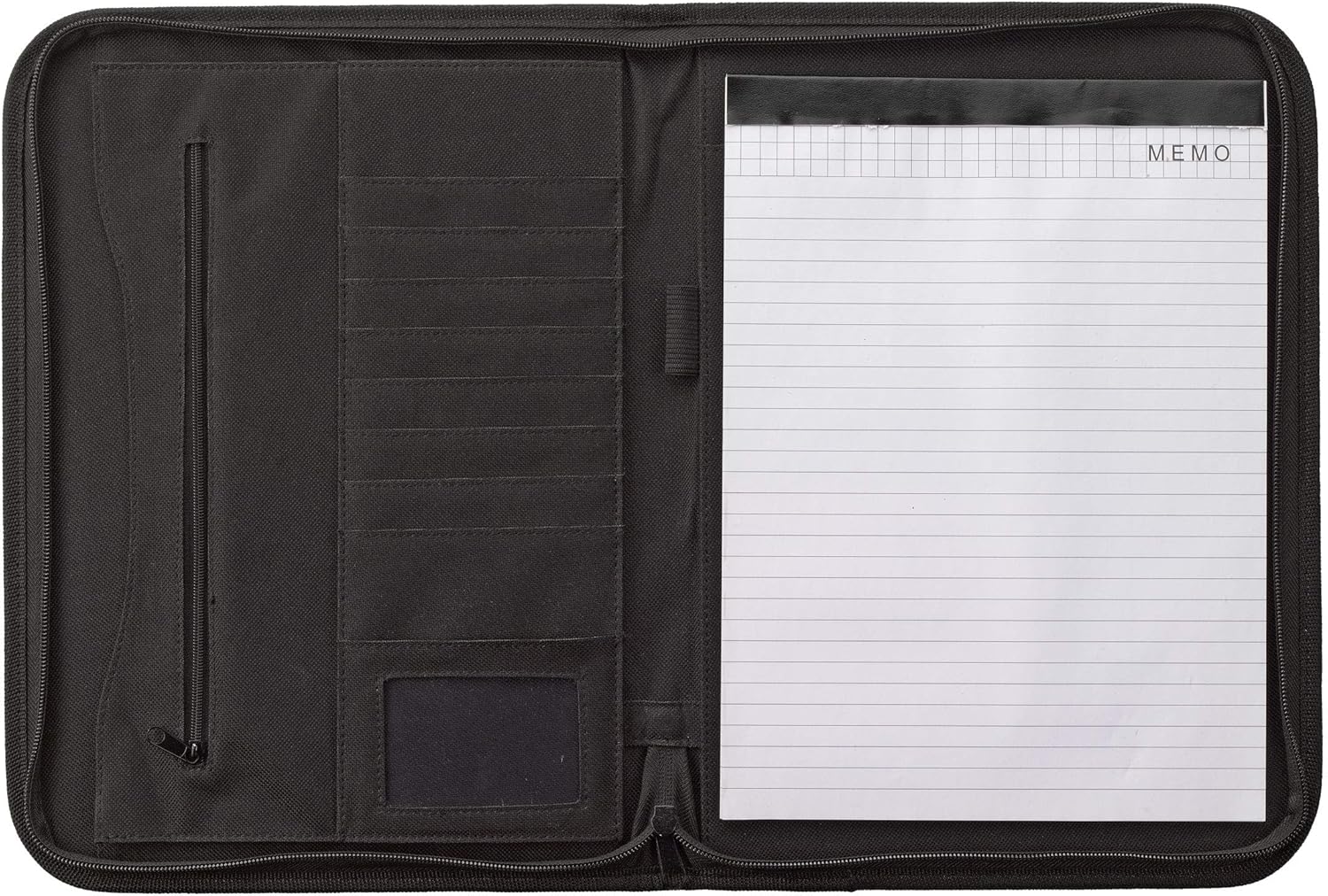 Smead Nylon Covered Pad Folio, Zipper Closure, Letter Size, Black, Includes Lined Notepad (85845) : Office Products