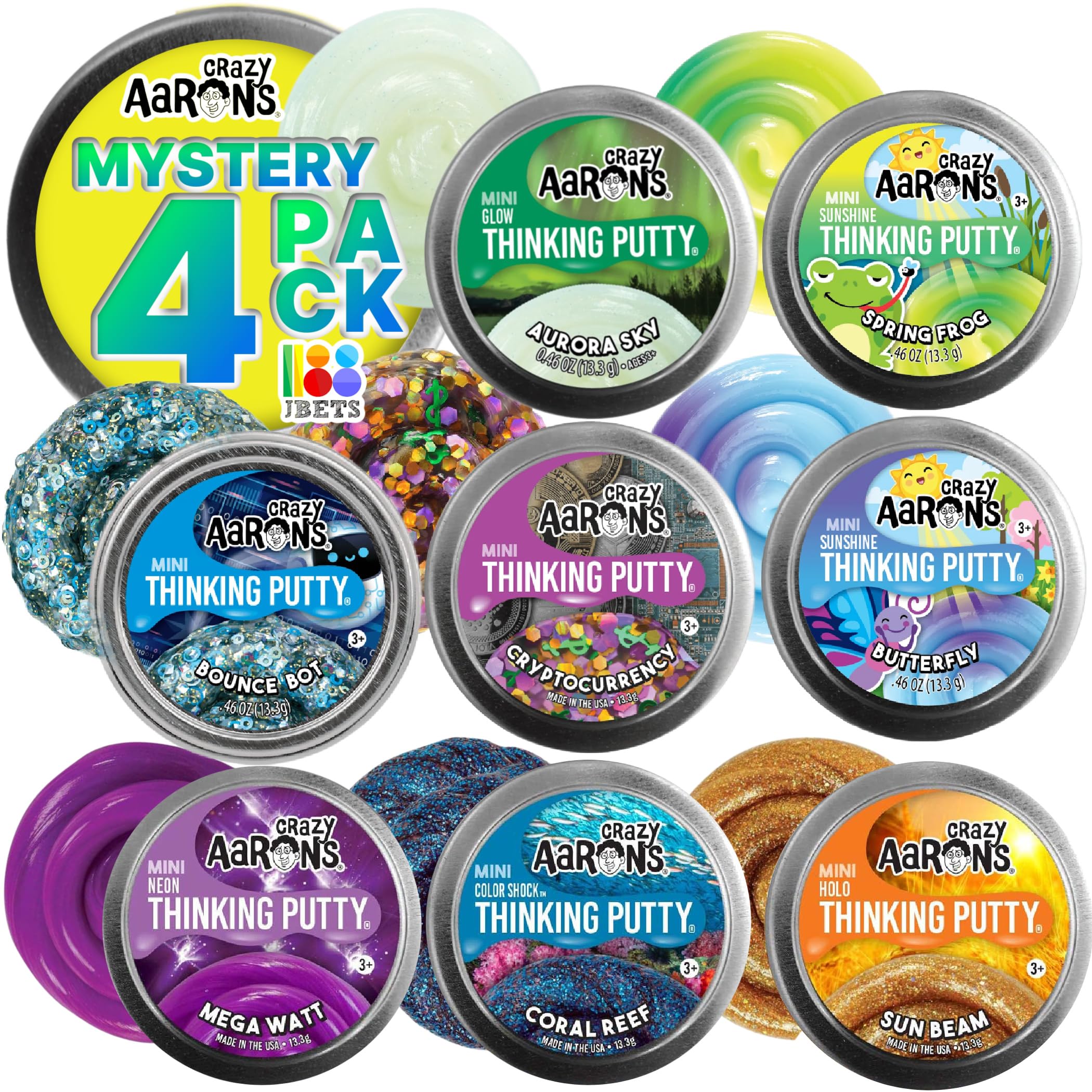 Thinking Putty 4 Pack Set, 4 Mini Puttys (13.3g Each)