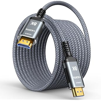 Highwings 8K Fibre Optic HDMI Cable 15 Metres HDMI 2.1 Cable 48 Gbps High Speed Unidirectional SOURCE/DISPLAY 8K@60Hz 4K@120Hz 7680P HDR10 eARC DTSX 3D HDCP 2.2&2.3 Compatible with PS5/4 HDTV Blu-ray