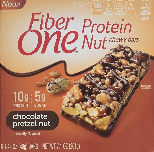 Vista 136 de Fiber One Barras de proteínas masticables, nueces de caramelo, bocadillos de proteínas, 1.17 onzas, 5