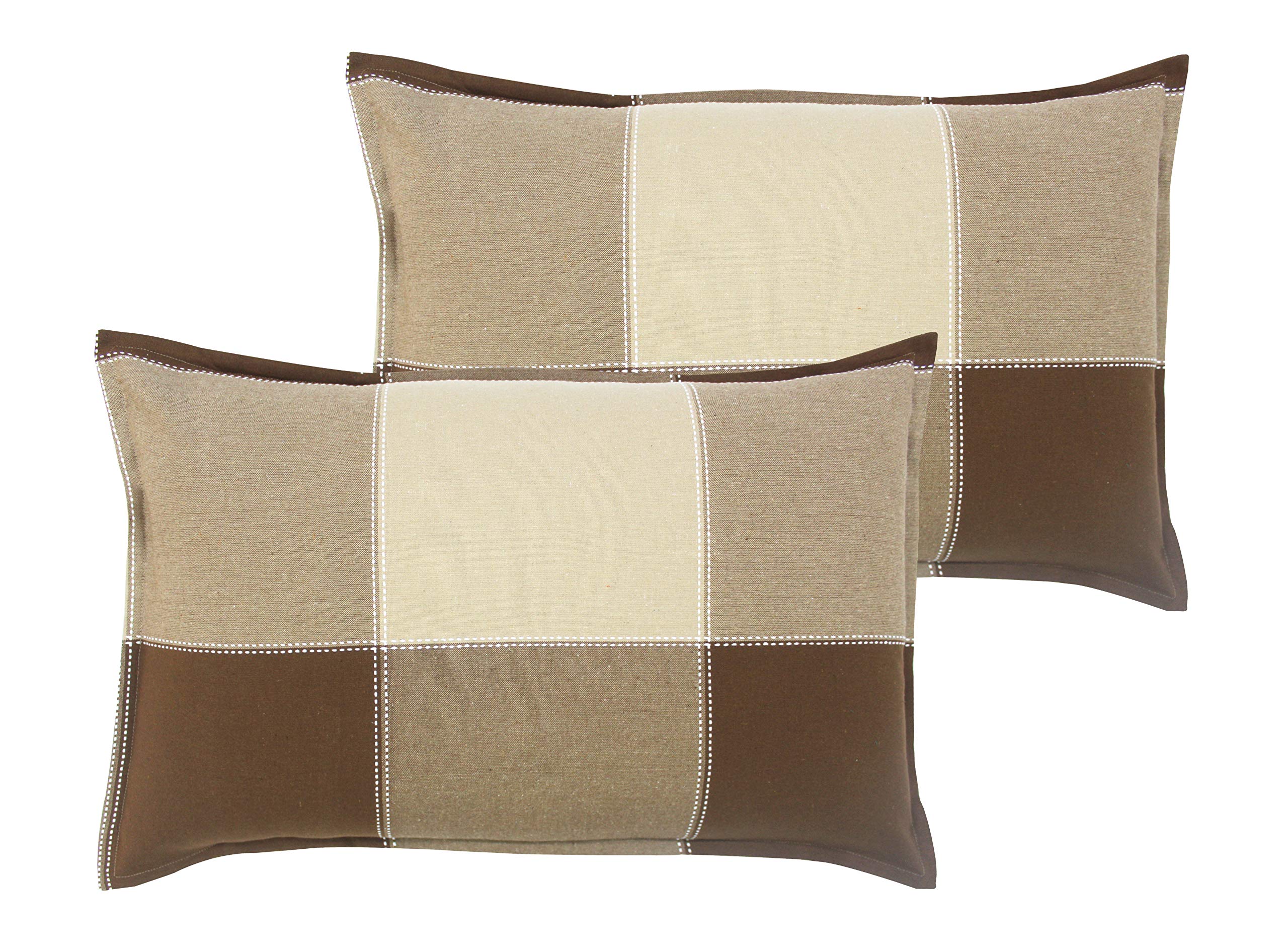 Airwill 100% Cotton Checkered Pattern Flap Pillow Covers (46x69cm)(Brown, Beige, Pack of 2 Pieces) (B08KQDDGJ6) Amazon Price History, Amazon Price Tracker