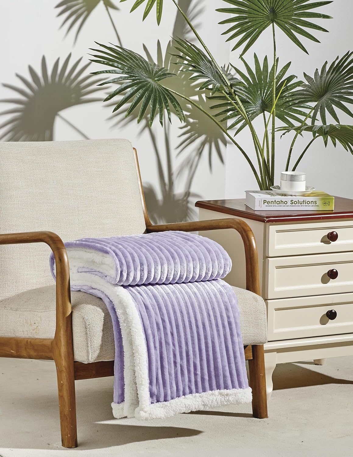 Sherpa Corduroy Throw Blanket (50" x 60") - Lilac