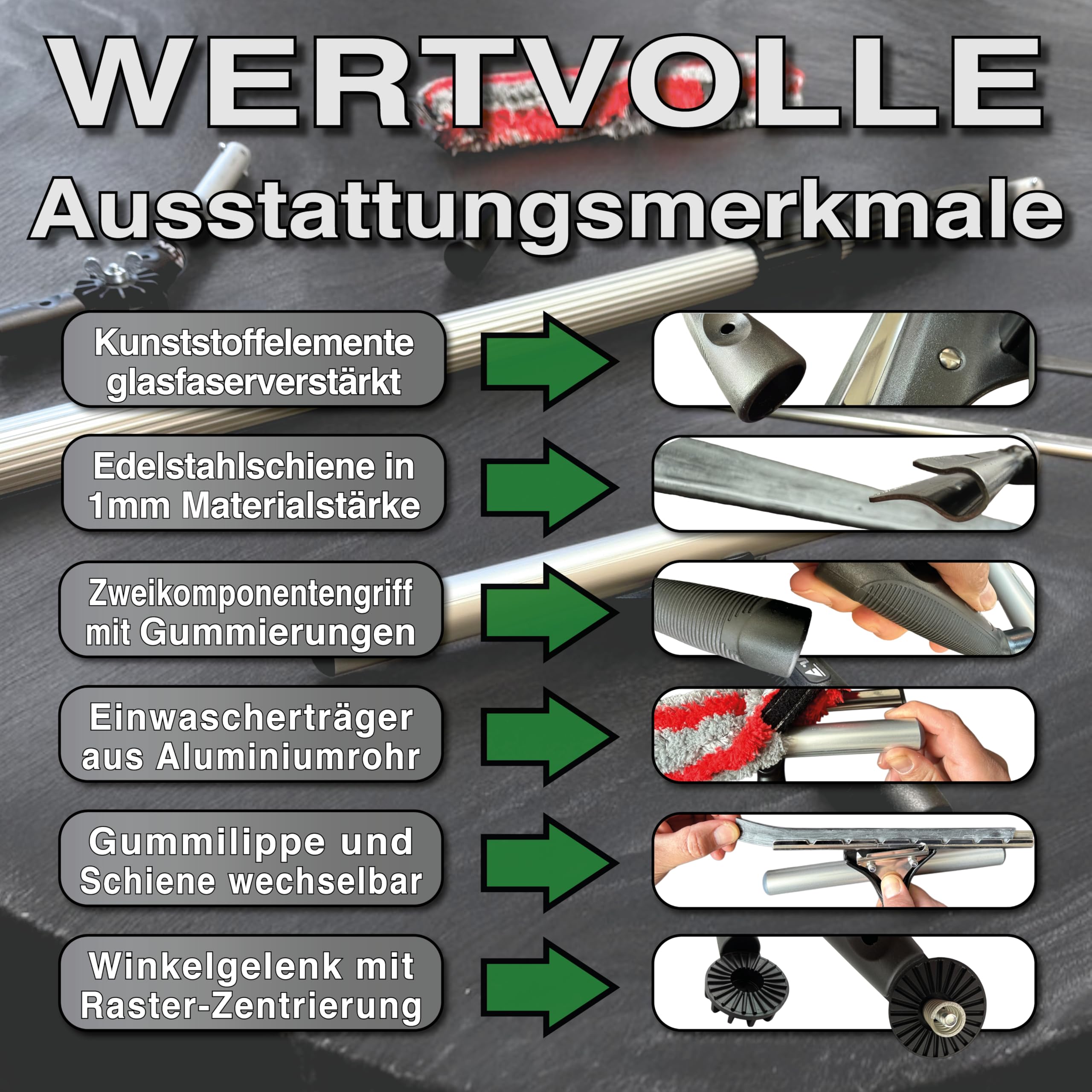 FenWi 4m Fensterreiniger Profi Set mit 400 cm Alu Teleskopstange Gummilippe Kombi Fensterwischer Mikrofaser 35/40cm Winkelgelenk + Zubehör zum Fenster putzen I Reinigung von Solaranlage Photovoltaik