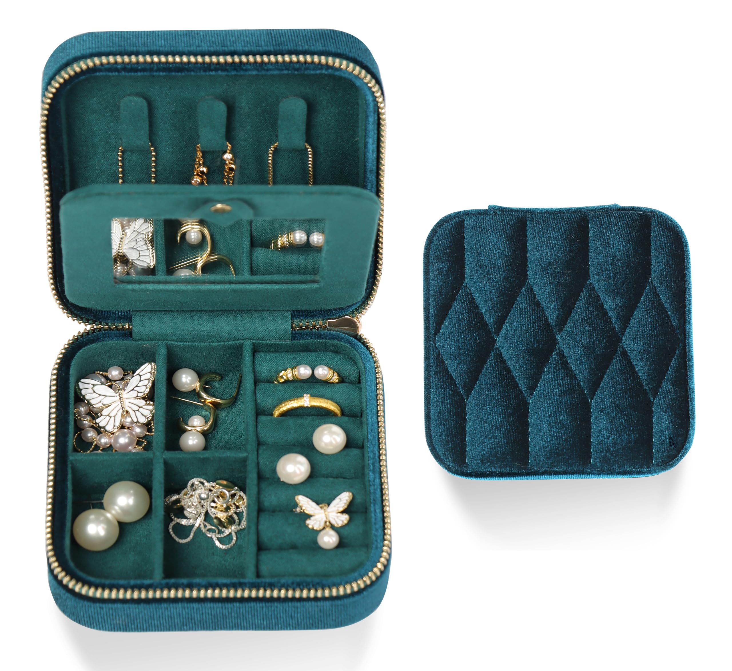 Vidifina Travel Jewelry Case-Velvet Organizer Adjustable Compartments for Necklaces Rings Portable Luxury Travel Jewelry Box for Women Gift-Worthy