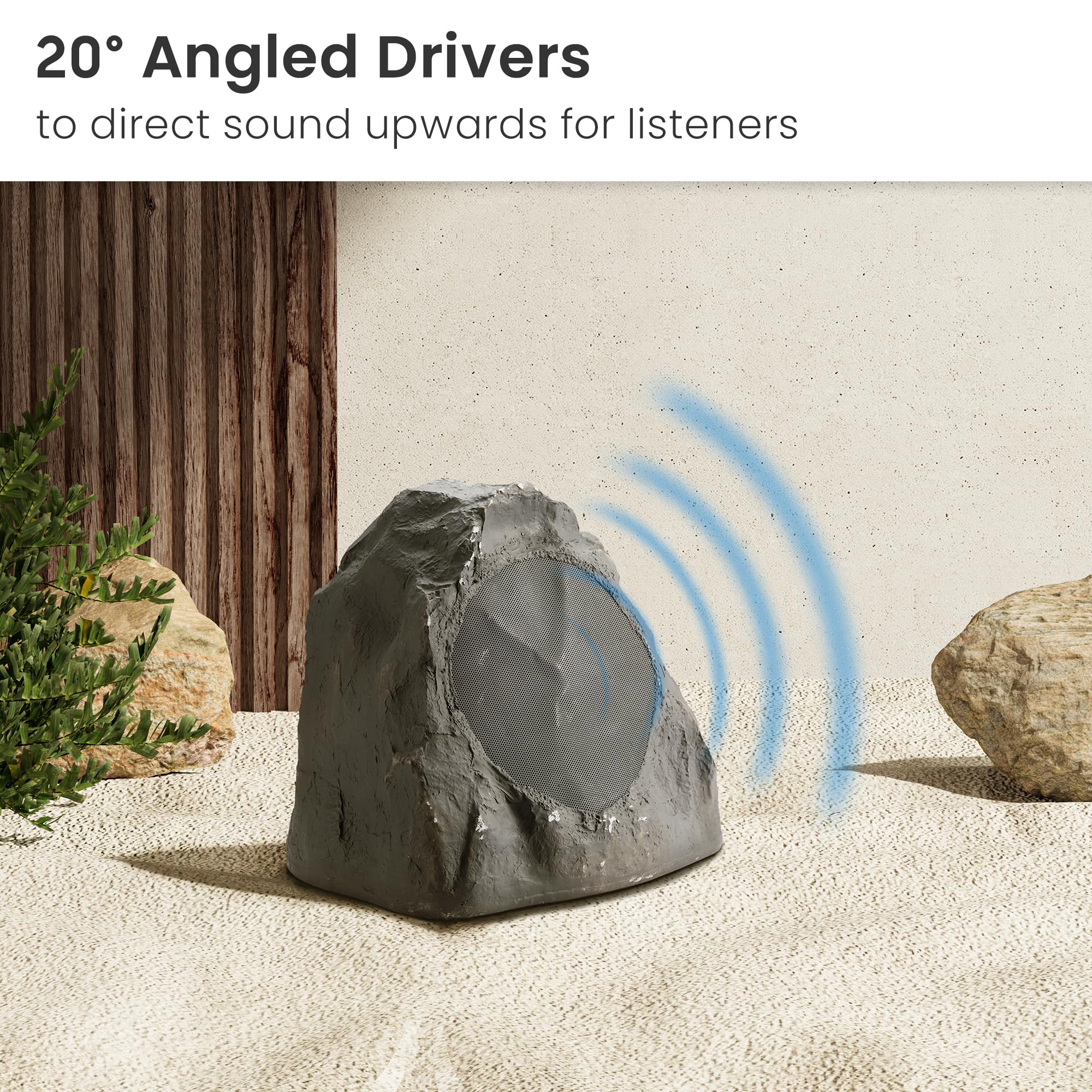 Theater Solutions 12R8SG Outdoor Slate 20.3 cm Rock 12 zestaw głośników do basenu spa podwórka ogrodu
