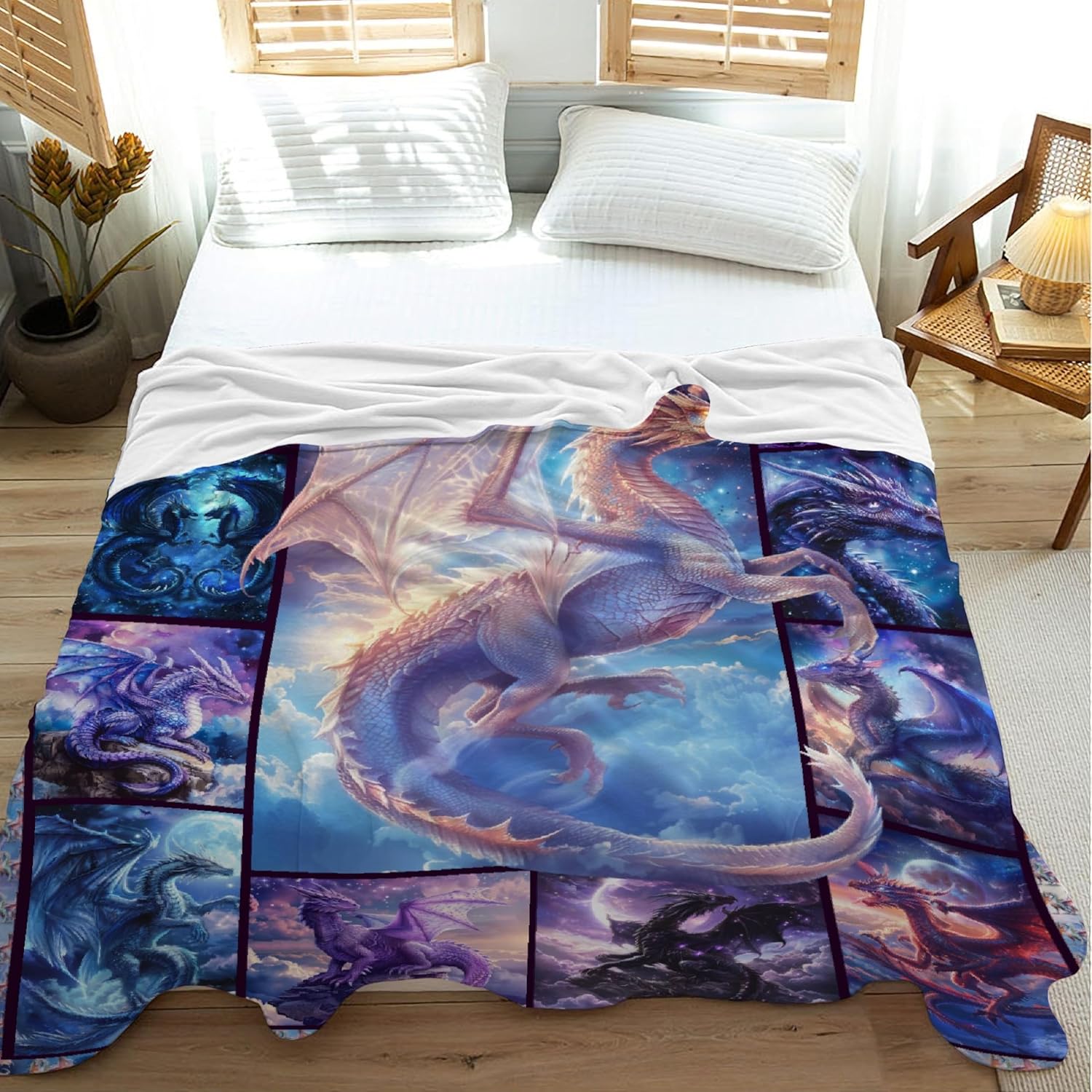 Dragon Blanket for Dragon Lovers - Super Soft Flannel Throw Blanket for Boys, Adults & Teens - Warm & Cozy Bed, Sofa, Couch, Home Decor - 60"x80" Full/Queen