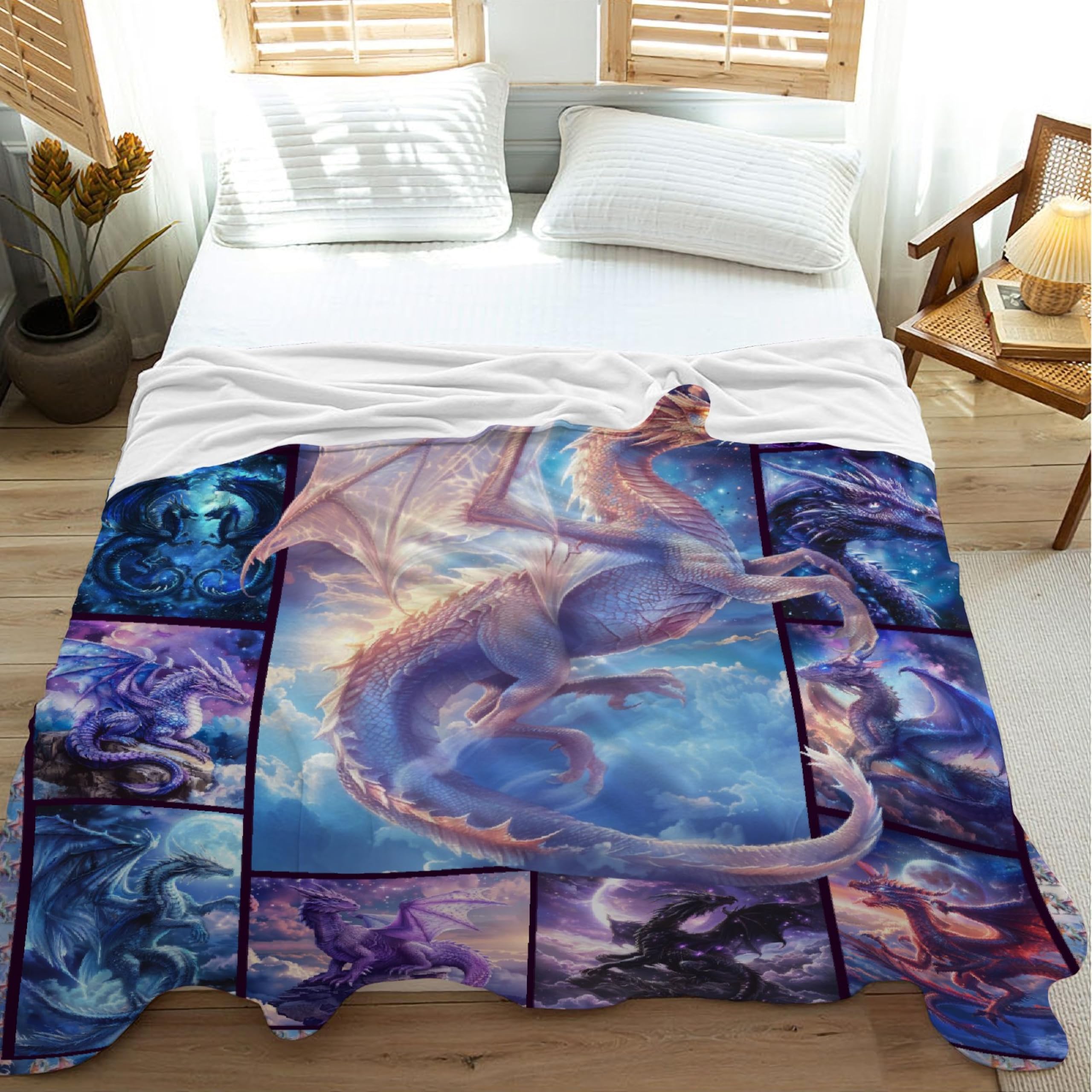Drachendecke – Superweiche Flanell-Überwurfdecke Mit Drachen-Motiv, Für Jungen/Erwachsene, In Verschiedenen Größen (z.B. 152x127 Cm)