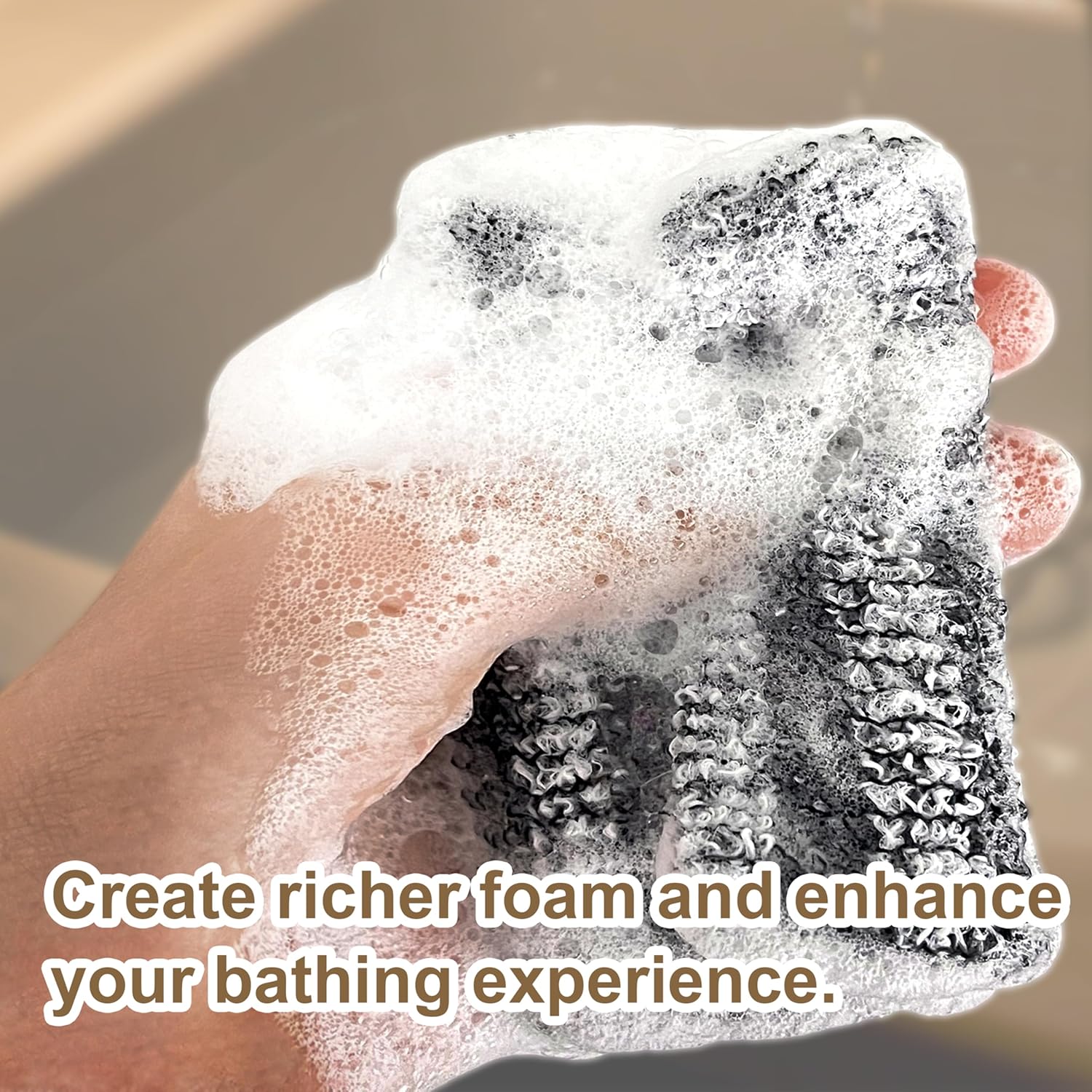 2 Pack Soap Bag Deep and Gentle Exfoliating,Bar Soap Pouch Saver Pocket, Body Scrubber Shower Bath Sponge Loofah (Grey) - Image 5