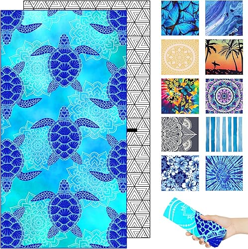 Miniatura 1 de Toalla de playa de microfibra sin arena  Tortuga de secado rápido, ligera, de gran tamaño, accesorios de toalla azul, viajes, natación, piscina,