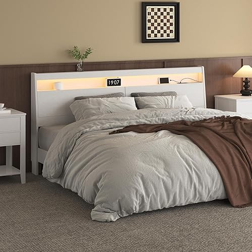 Modern Wooden Headboard Only with Storage,Wall Mount Bed Backboard with