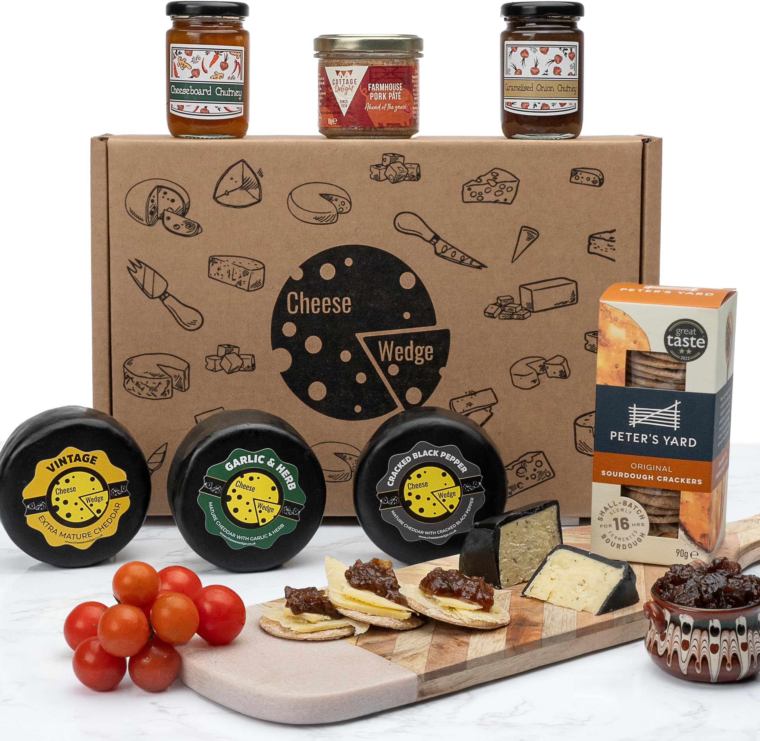 – Luxury Cheese & Pate Hamper Gift Set | 7 Gourmet Items Including Handmade Cheeses, French Farmhouse Pâté, Crackers & Chutney | Perfect for Cheese Lovers & Foodies