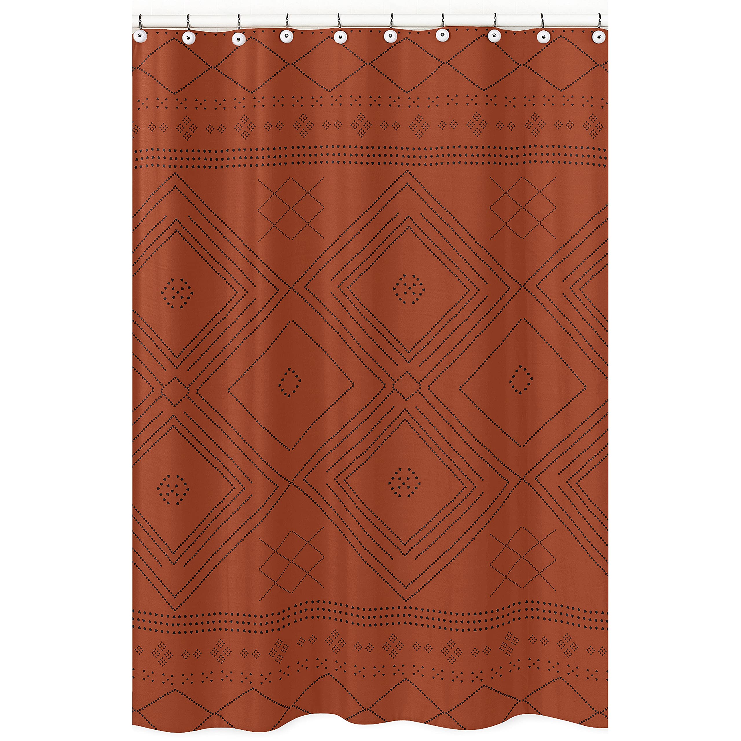 KB & Me Boho Bohemian Tribal Black and Orange Rustic Geometric Decorative Bathroom Fabric Bath Shower Curtain 72x72 Aztec Patterned Urban Southwestern