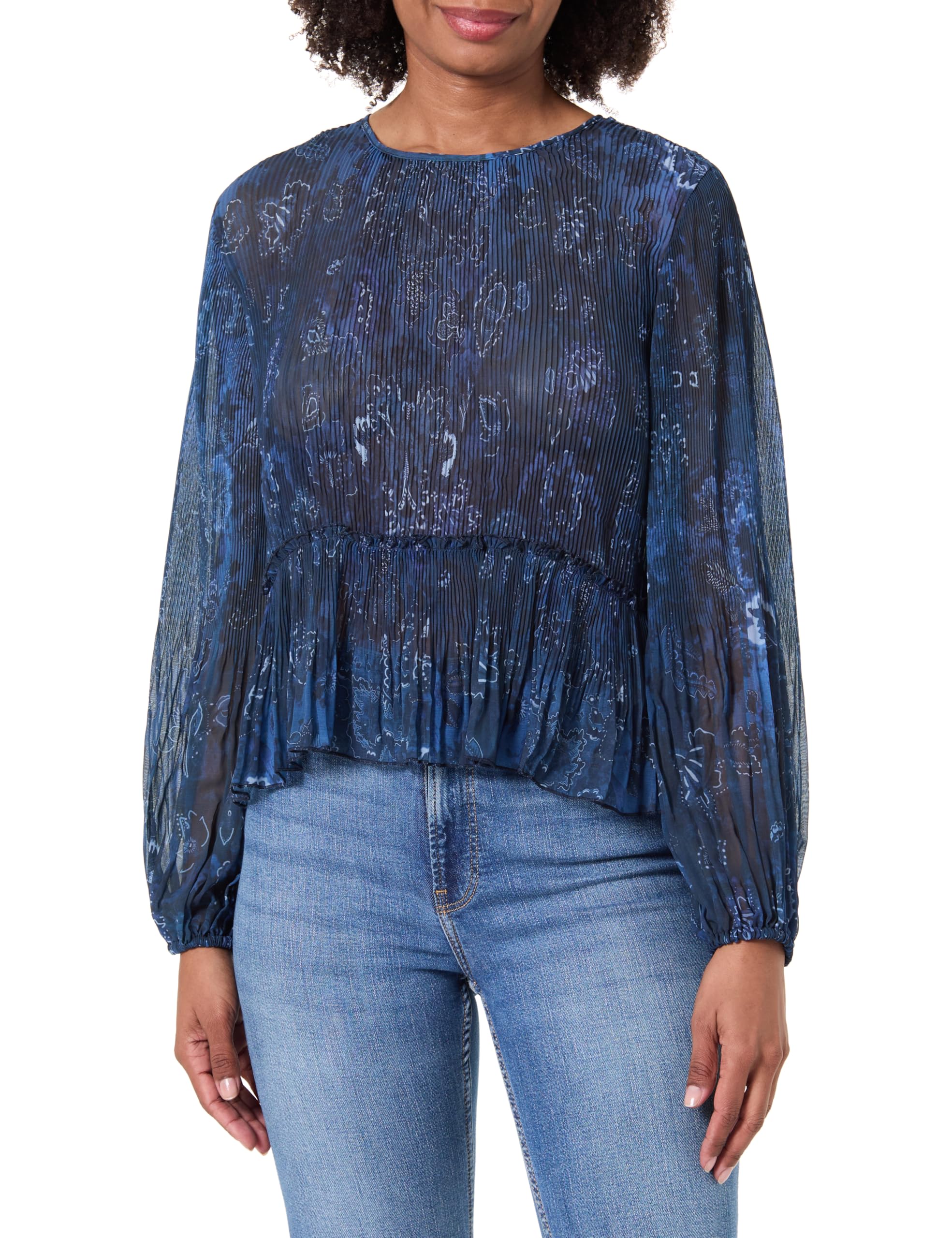 Desigual BLUS_PLISE, 5032 Azul Oscuro, XL
