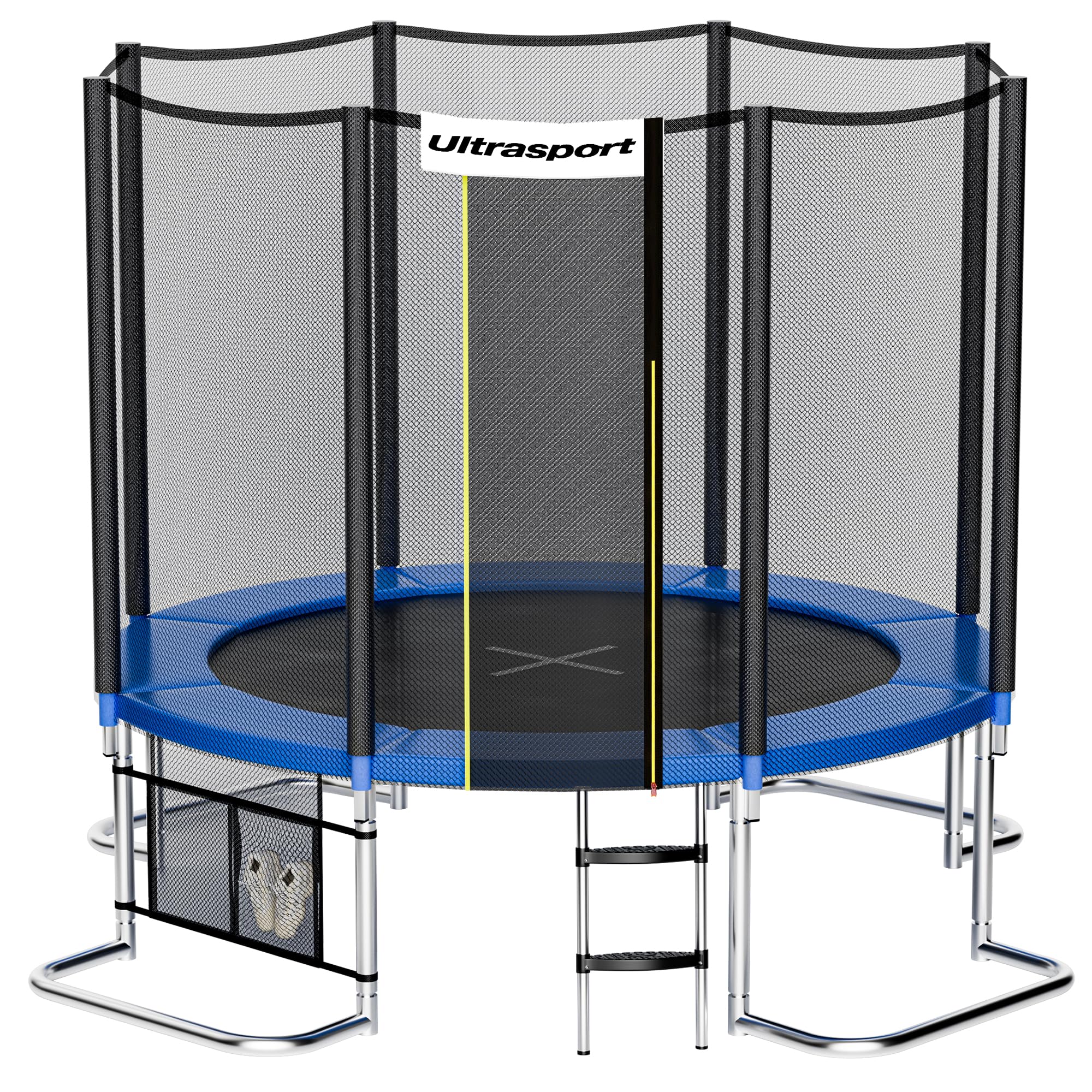 Ultrasport Giardino Trampolino, Trampolino da Esterno, Trampolino per Bambini, ø 180-430 cm, Primavera Ponticello e Onda, Rete di Sicurezza Resistente intemperie