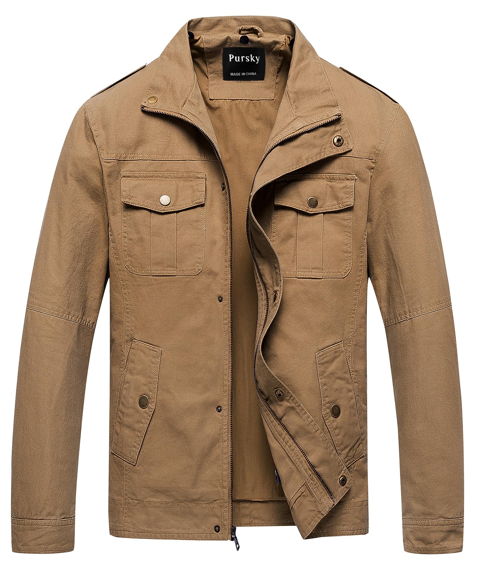 Men's Military Jacket Casual Washed Cotton Hooded Canvas Coat Fall Coat