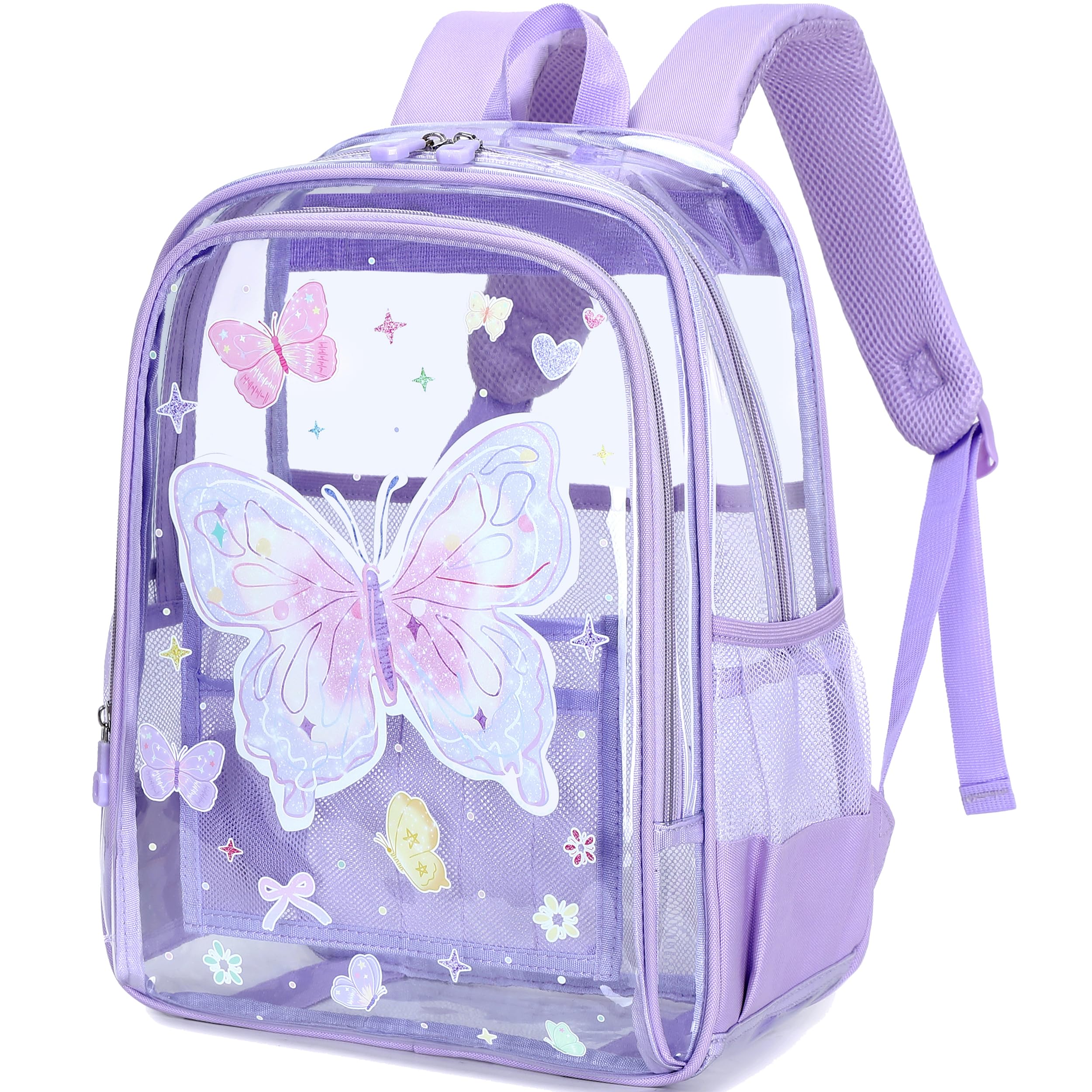 AO ALI VICTORY Clear Backpack for School,PVC Transparent Kids Bookbag for Girls Boys Cute Toddler Back Pack Kindergarten Elementary Schoolbag Stadium