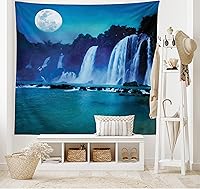 Vista 46 de Ambesonne Tapiz de cornamentas, cervatillo de ciervo de cola blanca en el desierto en el campo, tema de caza rural, colgante de pared