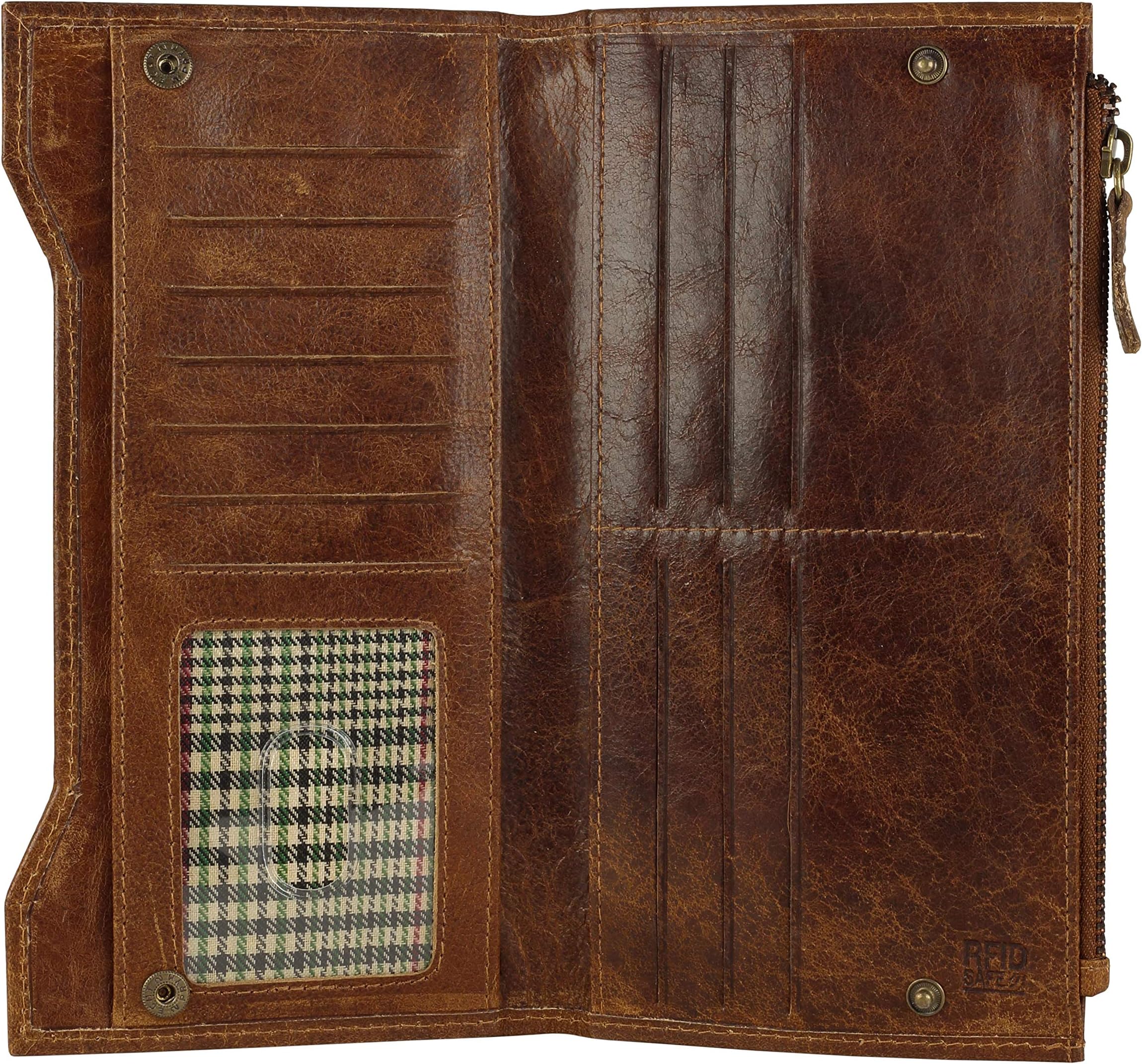 Mou MerakiGenuine Leather RFID Blocking Long Wallet – Vintage Bifold for Men by Mou Meraki