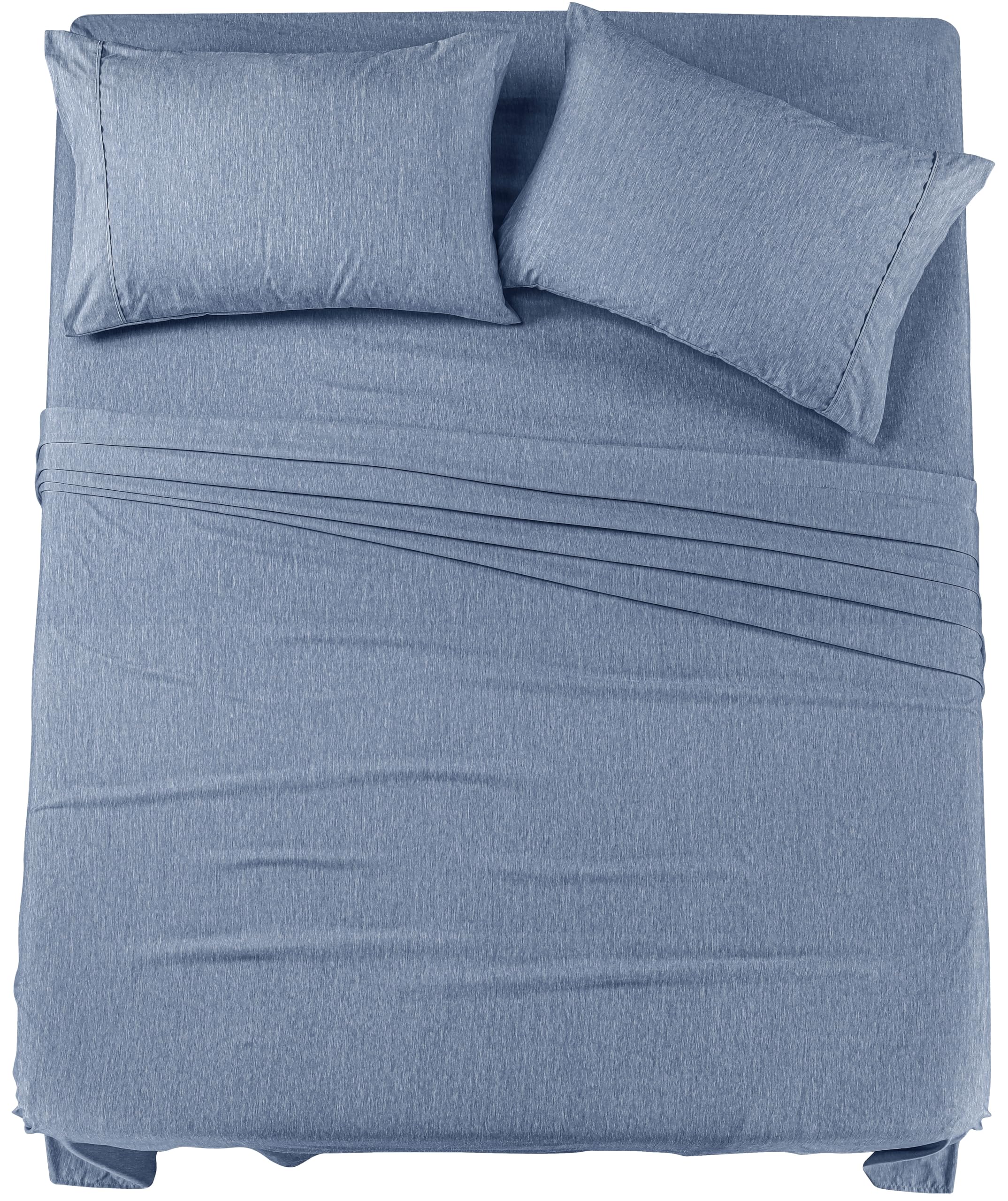 Bedding Queen Sheet Set – 4 Piece Bed Sheets for Queen Size Bed, Soft and Breathable Microfiber, Includes 1 Fitted Sheet, 1 Flat Sheet and 2 Pillowcases (Heather Navy)