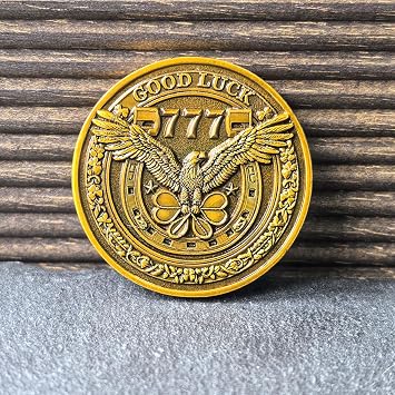 Good Luck Coin - Four-Leaf Clover and Eagle Medallion for Fortune and Prosperity Lottery Ticket Scratcher Tool ﻿ ﻿ ﻿ (Pack of 3)