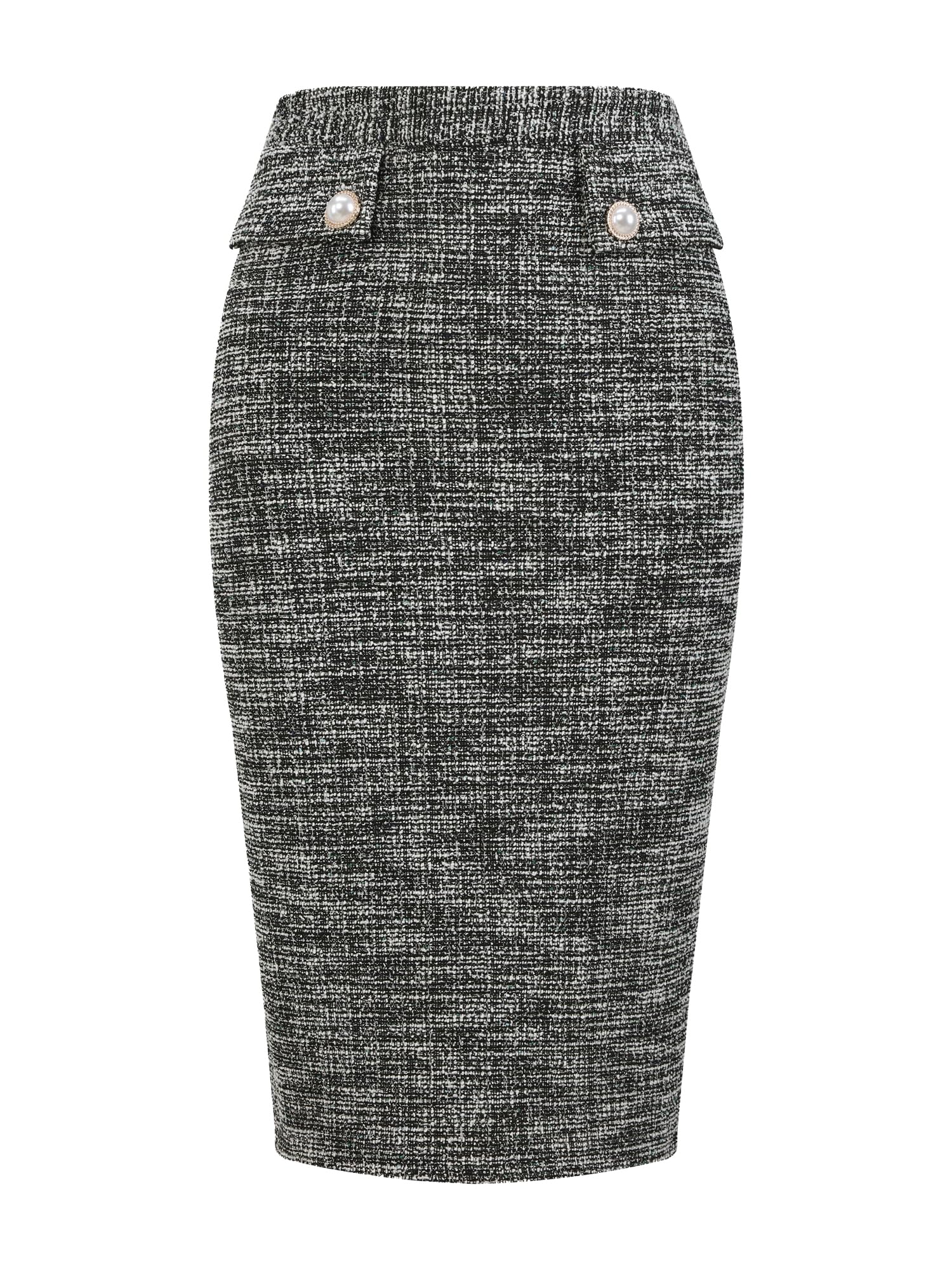 Womens Tweed Pencil Skirt Knee Length High Waisted Elegant Work Stretchy Bodycon Skirts