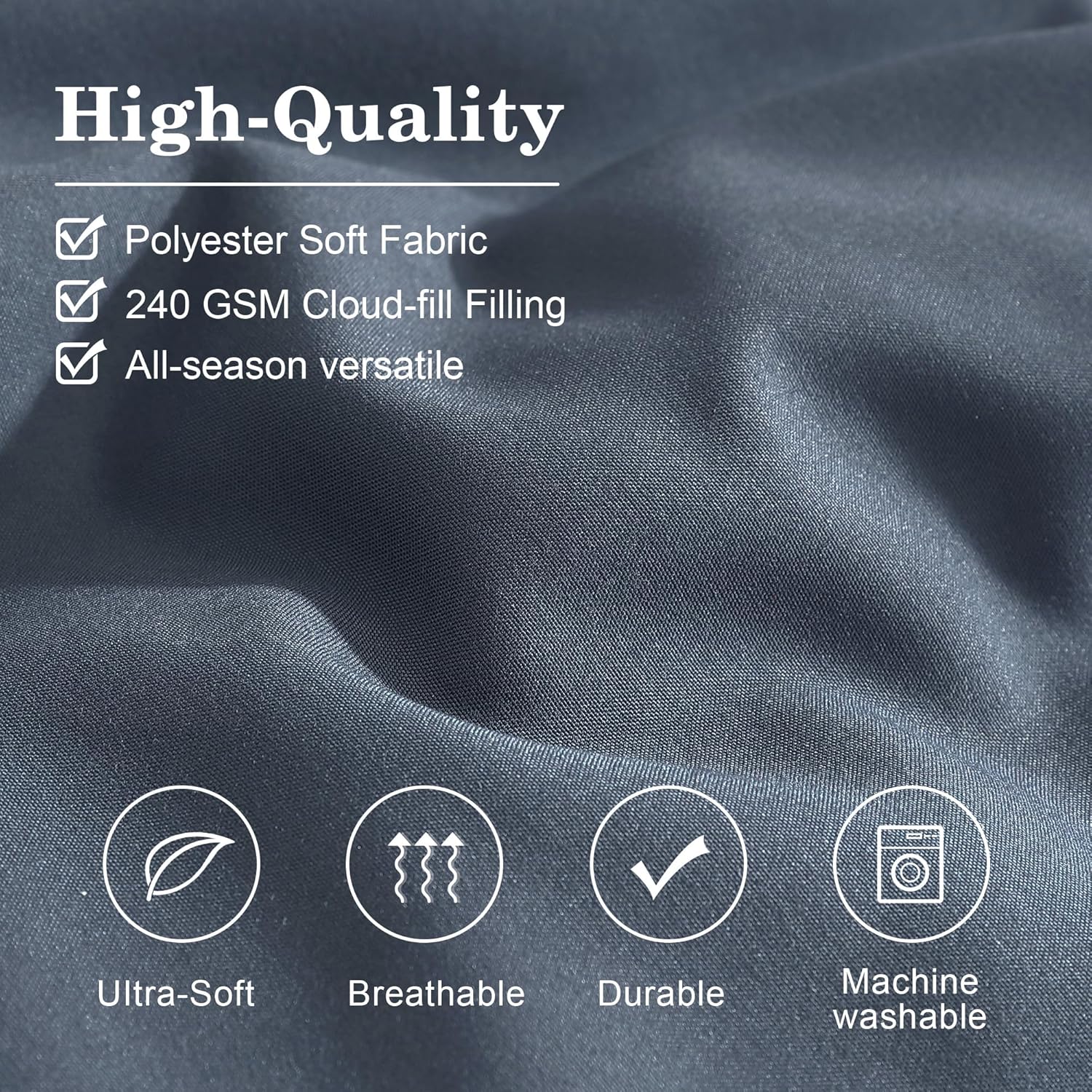 Monbix Oversized Queen Comforter Set - 7 Pieces Blue Grey Bed in a Bag Oversized Queen Bedding Sets with Comforters, All Seasons Comforter Bed Set with Sheets, Pillowcases & Shams - Image 6