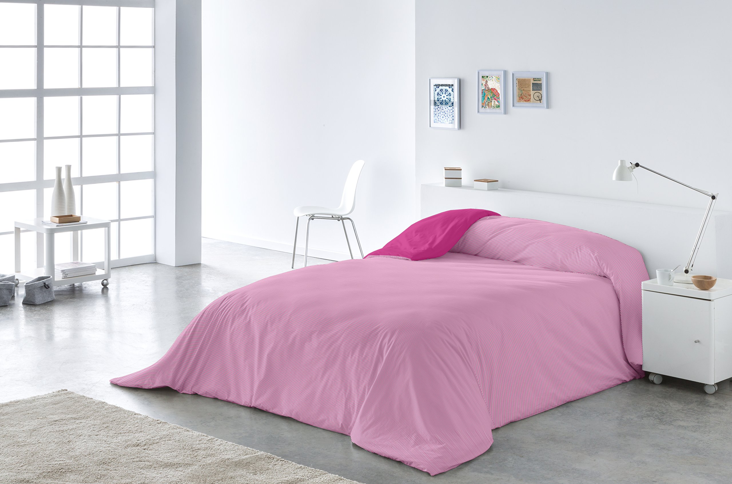 Copripiumino Lucena Cantos Linea In Microfibra Fucsia 280x270 Cm | Ipoallergenico, Morbido E Traspirante - Foto 8