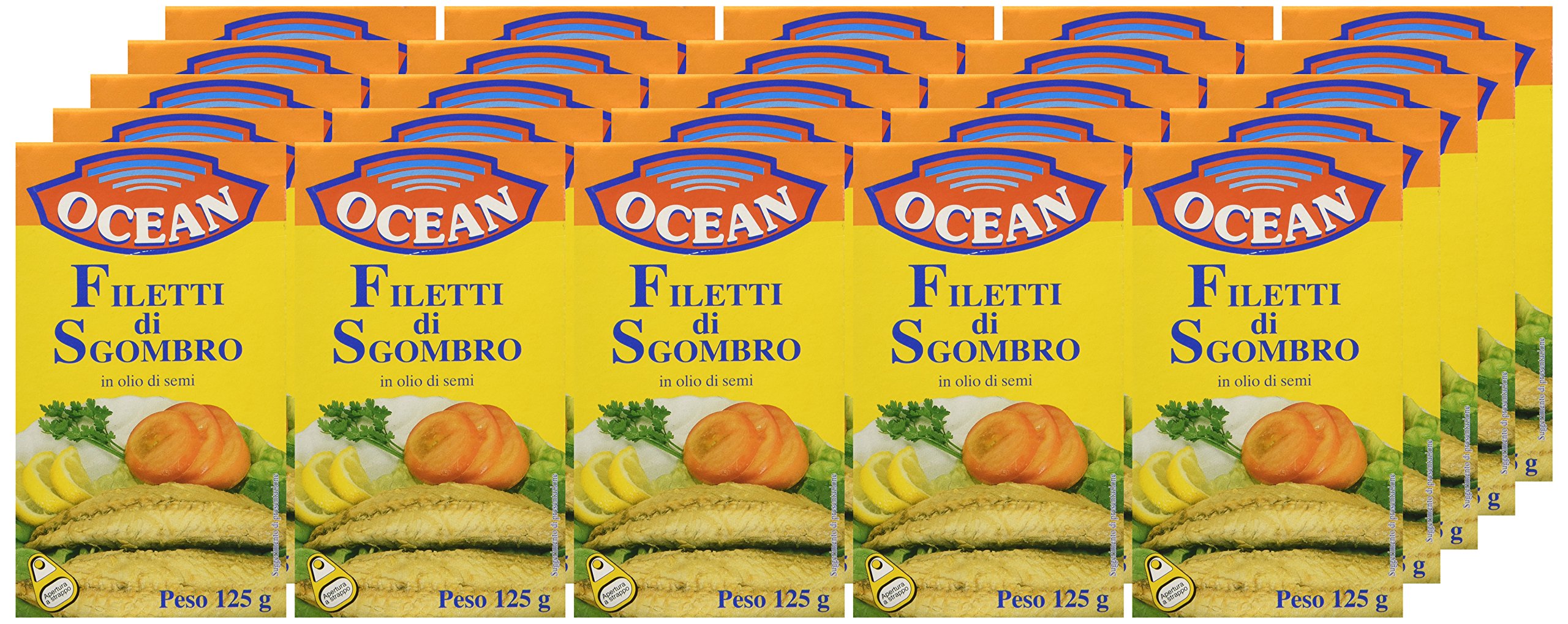 Ocean - Filetti di Sgombro, in Olio di Semi - 25 pezzi da 125 g [3125 g]