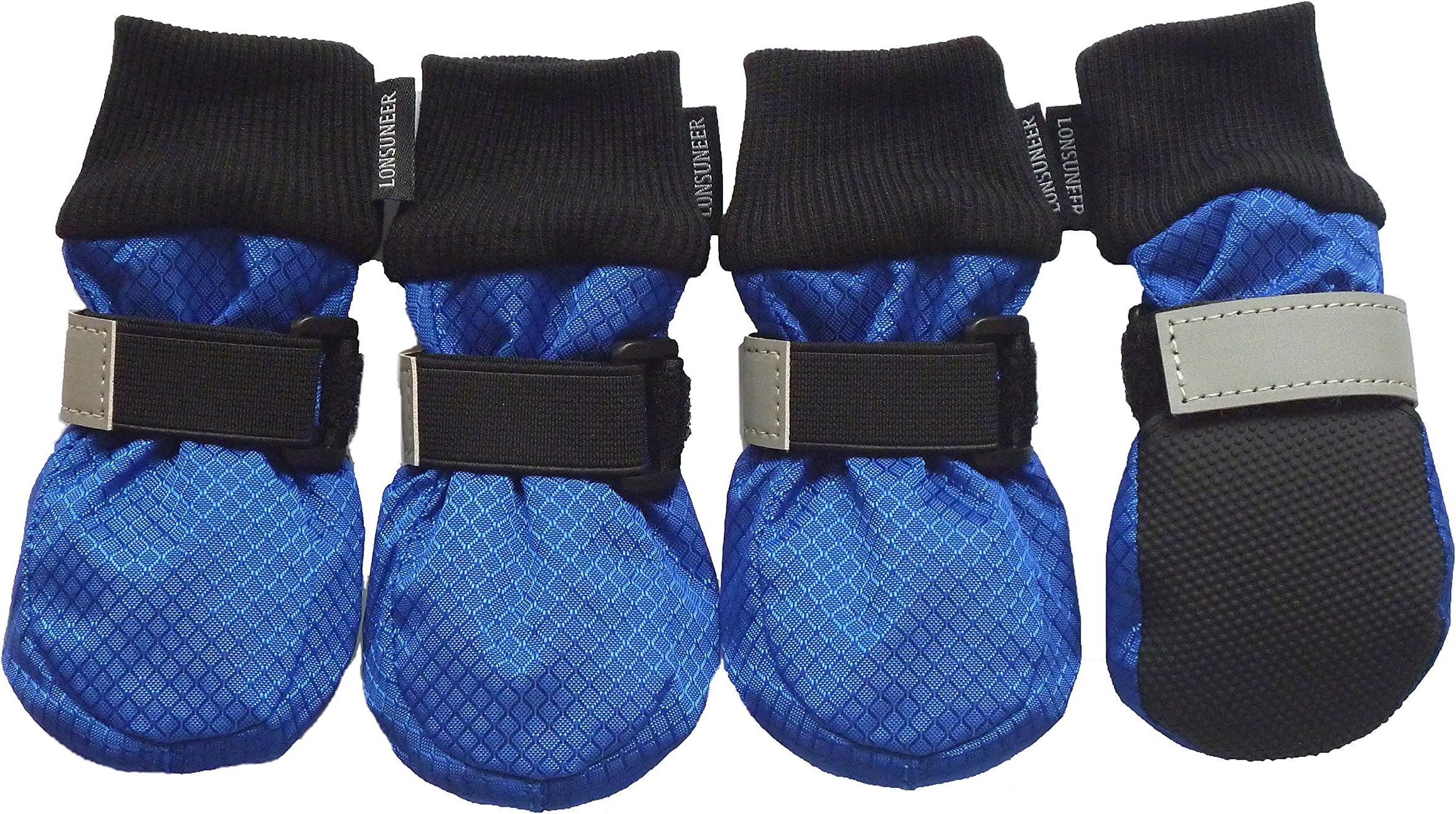 Paw Protector Dog Boots Soft Sole Nonslip and Reflective Set of 4 Color Blue Size Small