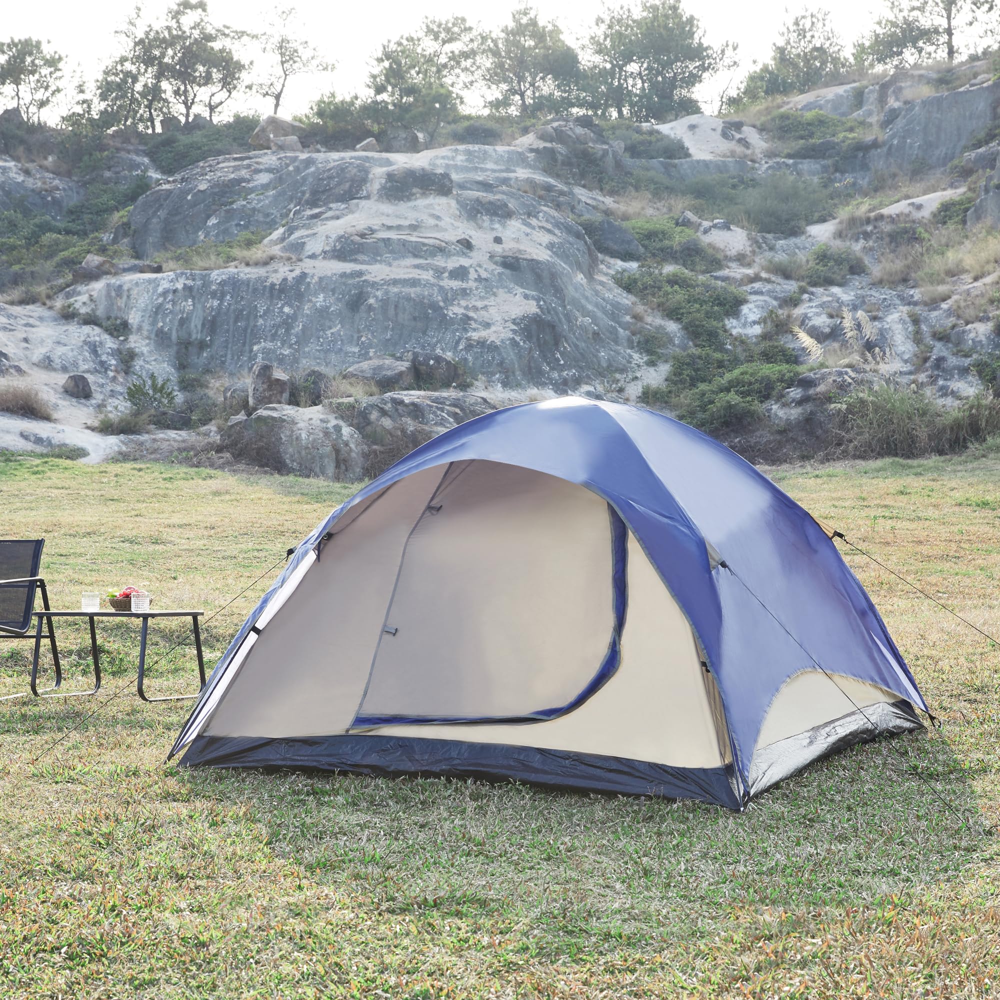 pro.tec Tenda da Campeggio a Forma di Cupola con Tettuccio Rimovibile Tenda per Escursioni e Festival per 2-3 Persone 213 x 213 x 130 cm - Vari Colori