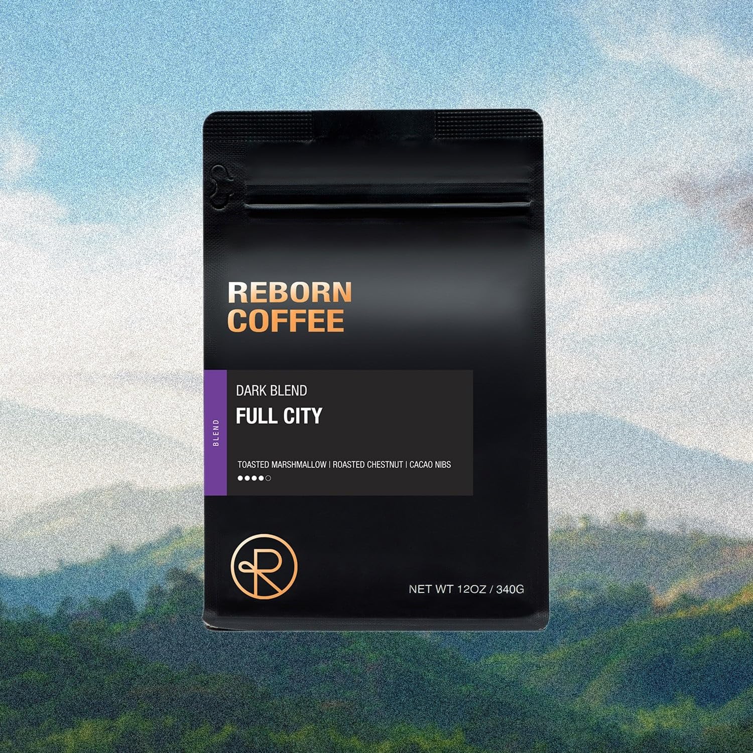 Reborn Coffee Specialty Whole Bean Coffee, Full City Dark Roast, 12 Ounce, Colombia Blend, Notes of Toasted Marshmallow, Roasted Chestnut, and Cacao Nib