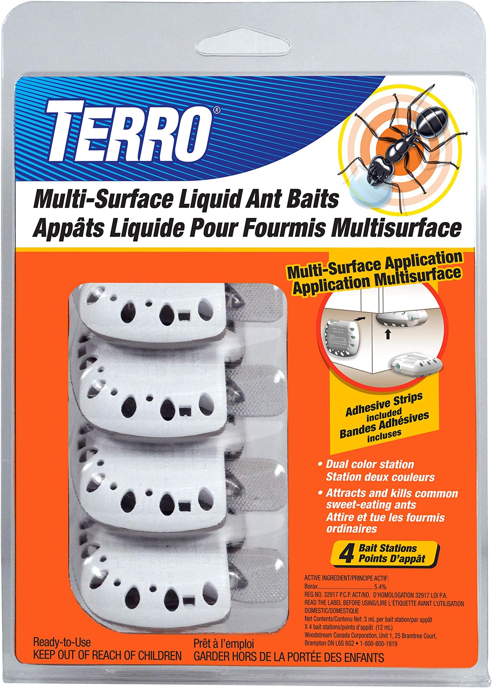 TERRO T334CAN MultiSurface Liquid Ant Baits 4 Discreet Bait Stations