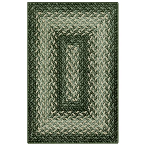 Maples Rugs Marion Bohemian Braided-Style Print Area Rug (Green)