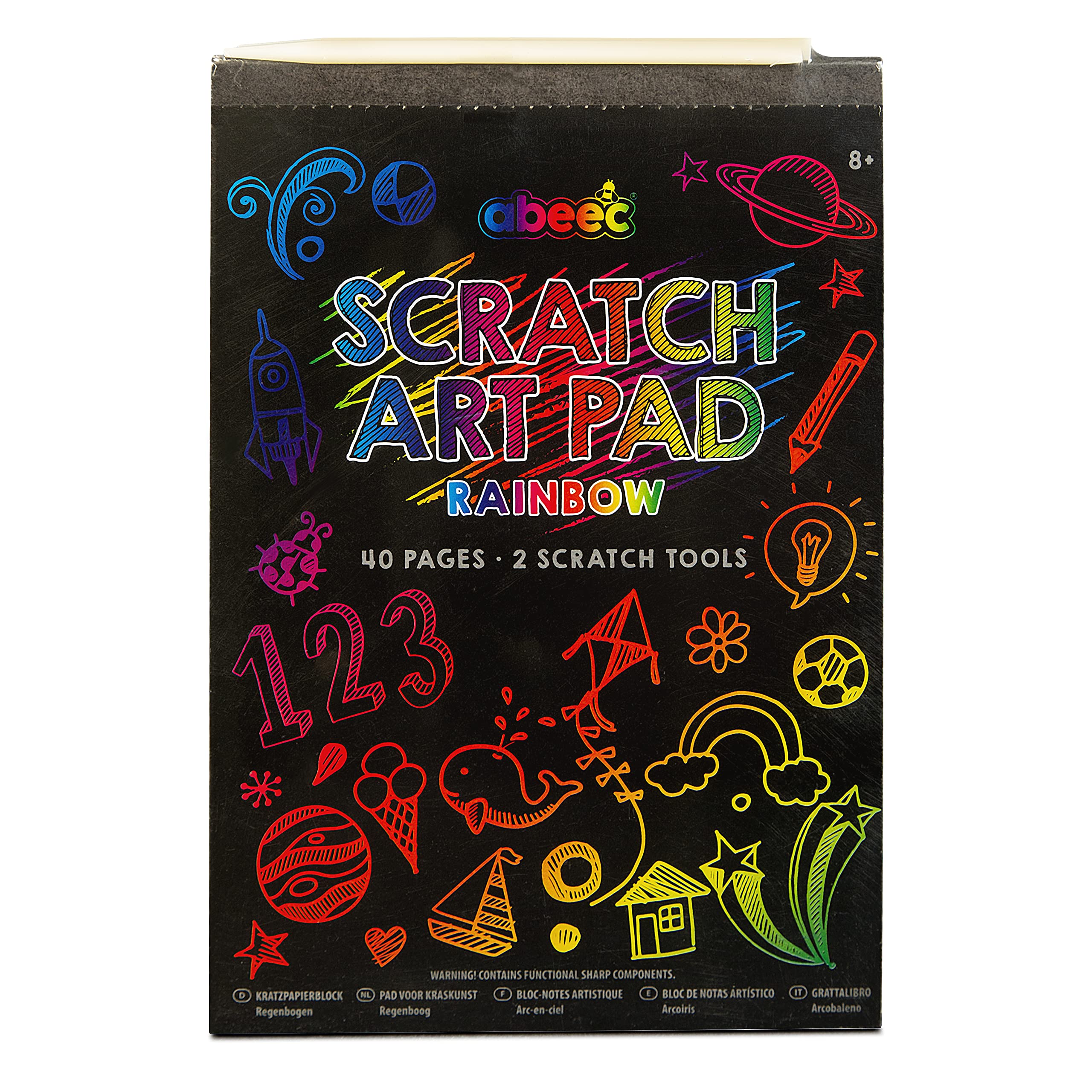 Abeec Scratch Art Pads - Rainbow Scratch Paper for Kids - Arts & Crafts Party Bag Fillers