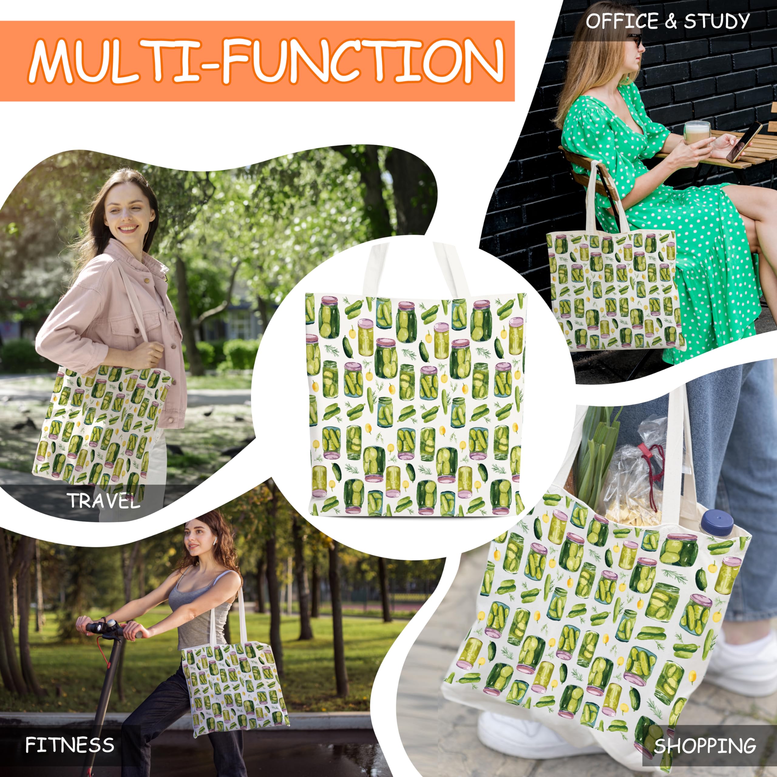 Levitatinyear Pickle Tote Bag for Women, Vintage Pickle Jar Farmers Market Totes, Pickled Food Enthusiasts Gifts for Pickle Lovers, Shoulder Bag -35 - Image 5