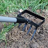 Vista 7 de Suchtale Azada de estribo de 82 pulgadas y rastrillo de 5 púas, azada de acción para deshierbe, azada 2 en 1 con mango ajustable de 37-82 pulgadas