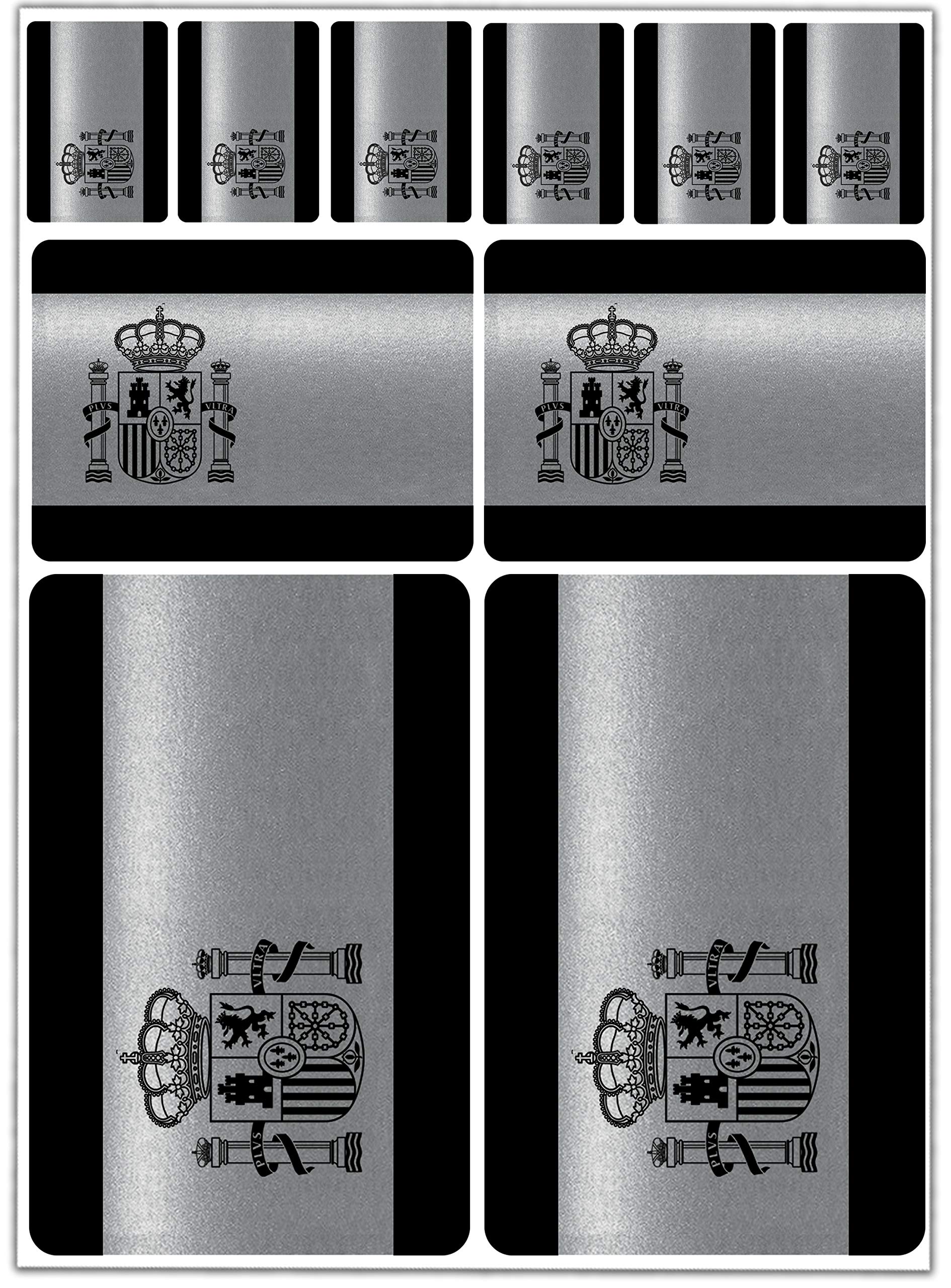 Biomar Labs® 10 x Vinyl Stickers Set Decals Spain Spanish National Flag Silver Car Motorcycle Bike Scooter Helmet D 69