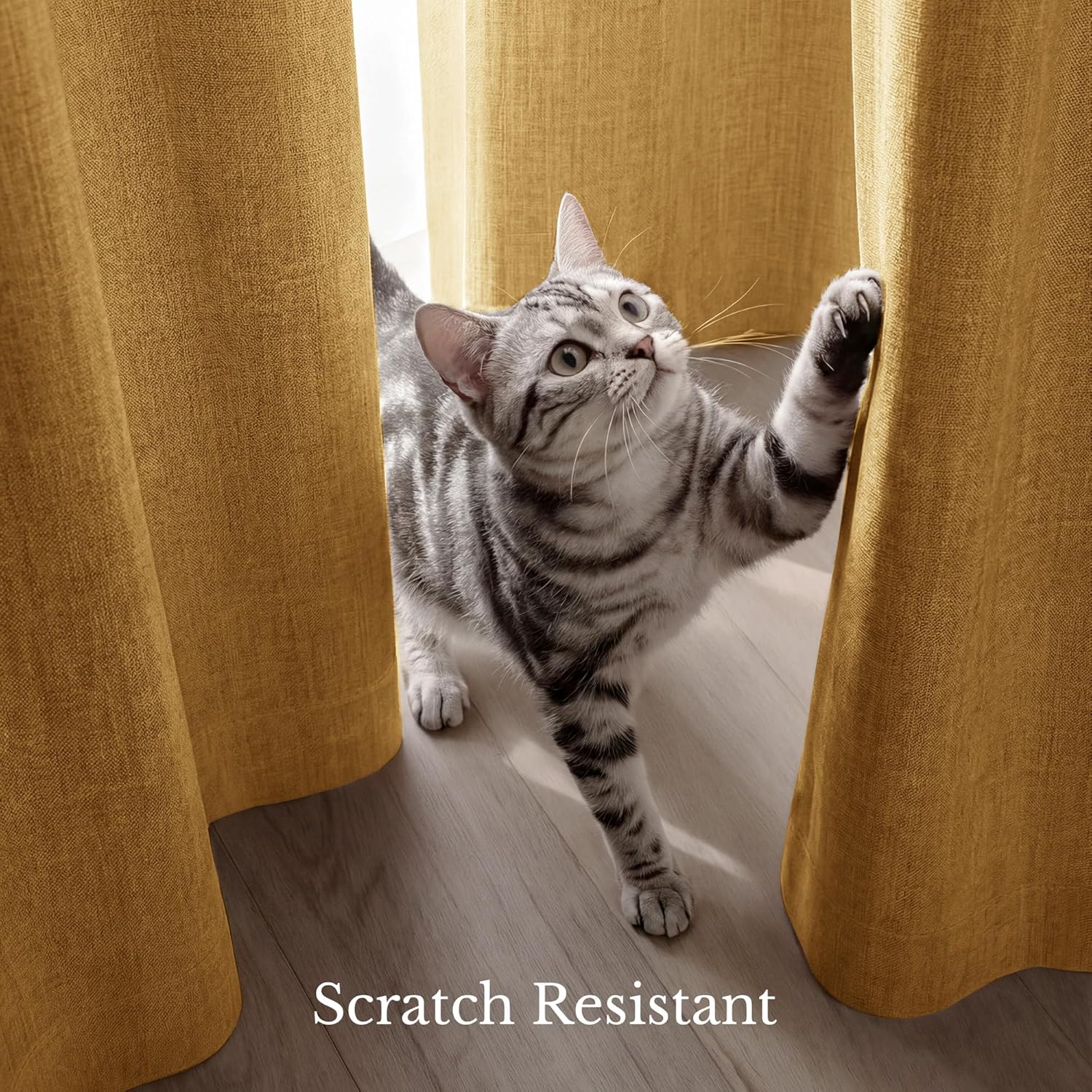 NICETOWN Full Blackout Mustard Yellow 96" Long Curtains for Living Room, 52" W Grommet Farmhouse Drapes Insulated Flax Textured Full Light Blocking Window Draperies for Bedroom, 2 Panels Set