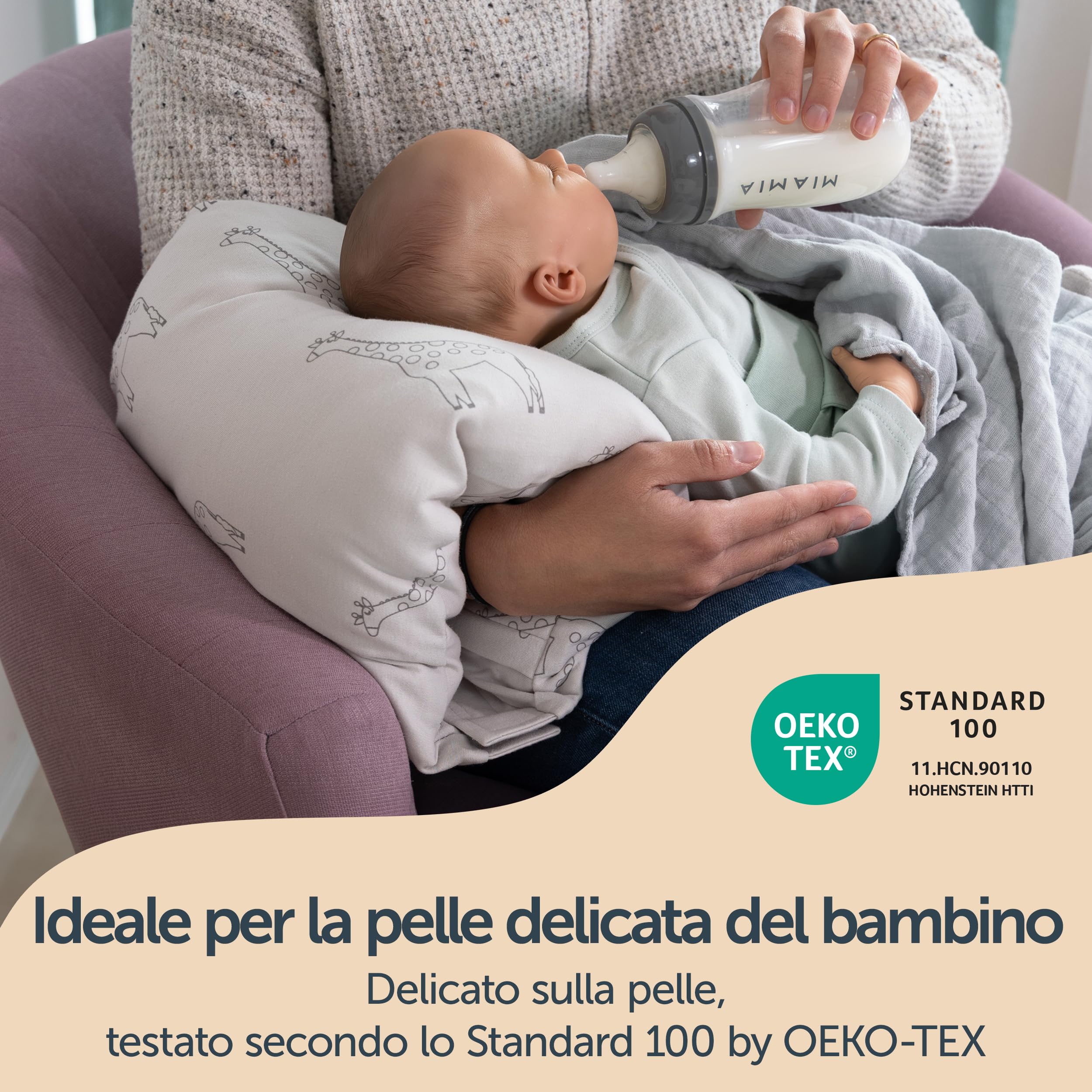 LaLoona Cuscino Allattamento Neonato da Viaggio | Mini Cuscino Morbido Appoggio per la Poppata | OEKO-TEX® STANDARD 100, Fodera: Rimovibile e Lavabile – Beige
