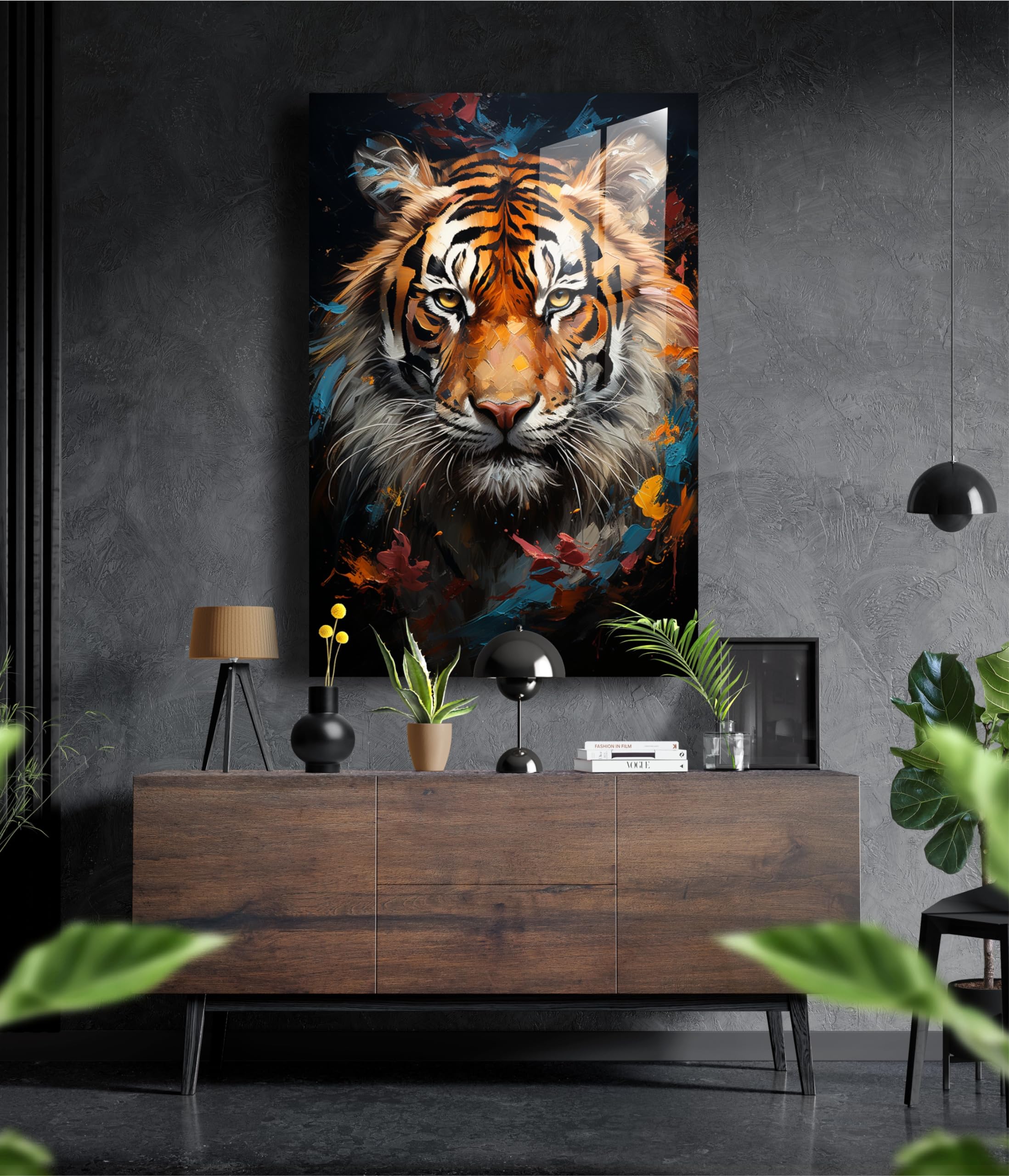 Manschin-Laserdesign Premium Wandbild aus Acrylglas Tiger - KEIN Leinwandbild - modern Wandbilder XXL Wanddekoration Design Wand Bild Abstrakt (60 x40 cm)