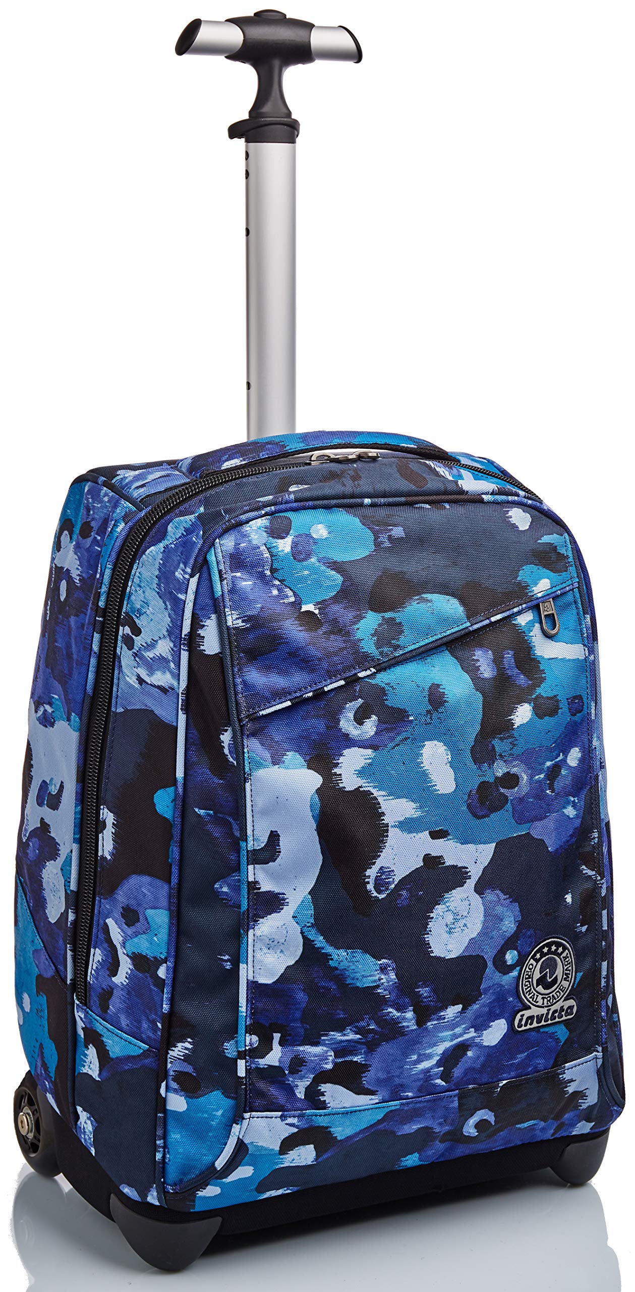 Invicta Trolley Scuola, Blu, Camo Shades, 2 in 1, Doppio Uso, Zaino con Carrello Fisso e Crossover System, Viaggio, Unisex