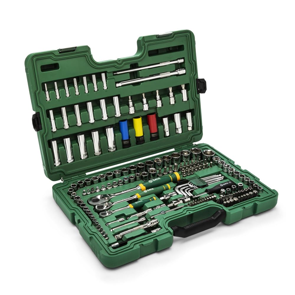 SATA Zestaw 180 sześciokątnych kluczy nasadowych 1/4", 3/8" i 1/2" ST09546G (180 odwracalnych nasadek grzechotkowych), specjalny zestaw narzędzi do większości napraw mechanicznych