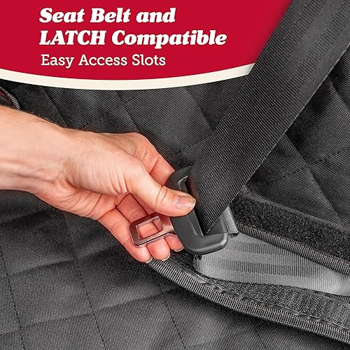 Vista 17 de Protector de asiento de coche de Lusso Gear, Para asiento de coche infantil., Rojo 1-Pack Black with Red Stitching
