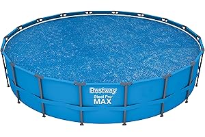 Bestway Flowclear 18 Foot Round Solar Heat Secure Pool Cover for Above Ground Swimming Pools