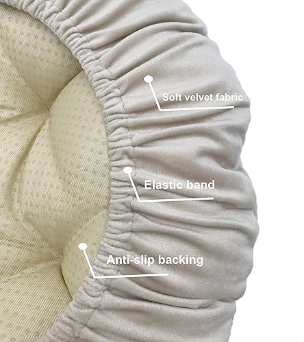 Miniatura 3 de Augld Cojín de taburete de bar de terciopelo suave acolchado redondo cubierta de taburete 13 pulgadas terciopelo beige