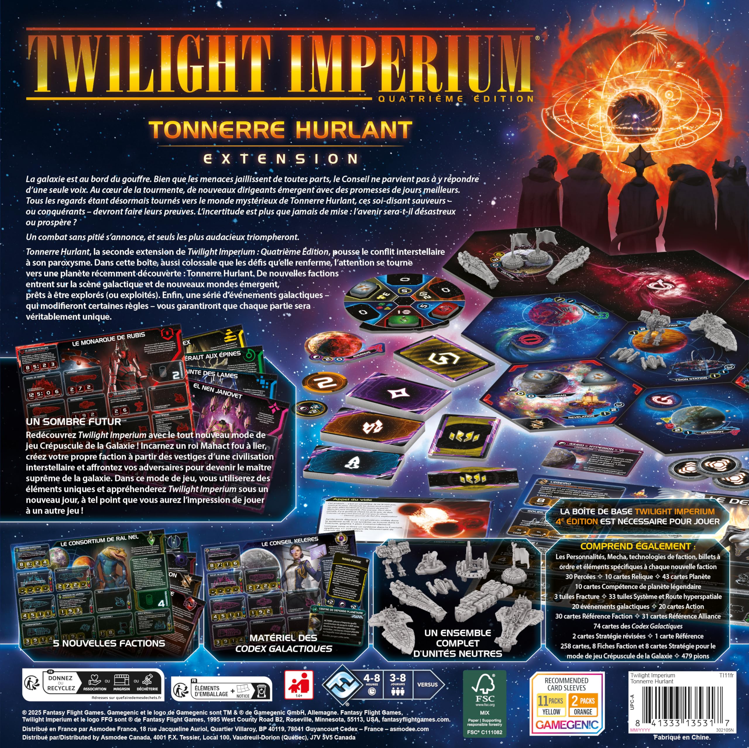 Asmodee - Imperium Zmierzchu: Wyjący grzmot - Fantasy Flight Games - Gra strategiczna - Niepublikowane frakcje - Od 14 lat - 3 do 8 graczy - 4-8 godzin - Wersja francuska