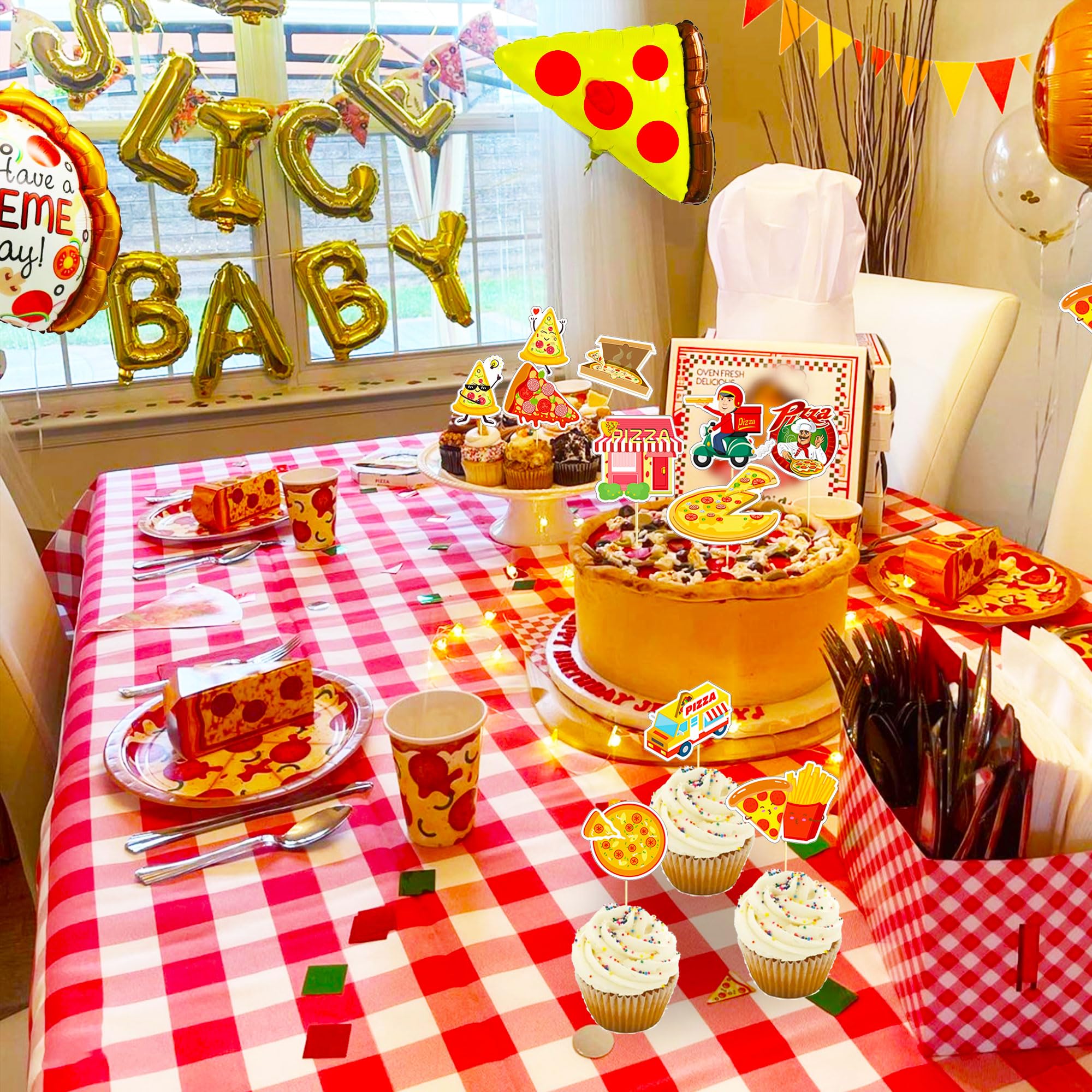 Sursurprise Pizza & Pacifiers Baby Shower Banner & Garland - Fast Food Themed Party Decorations - View #2